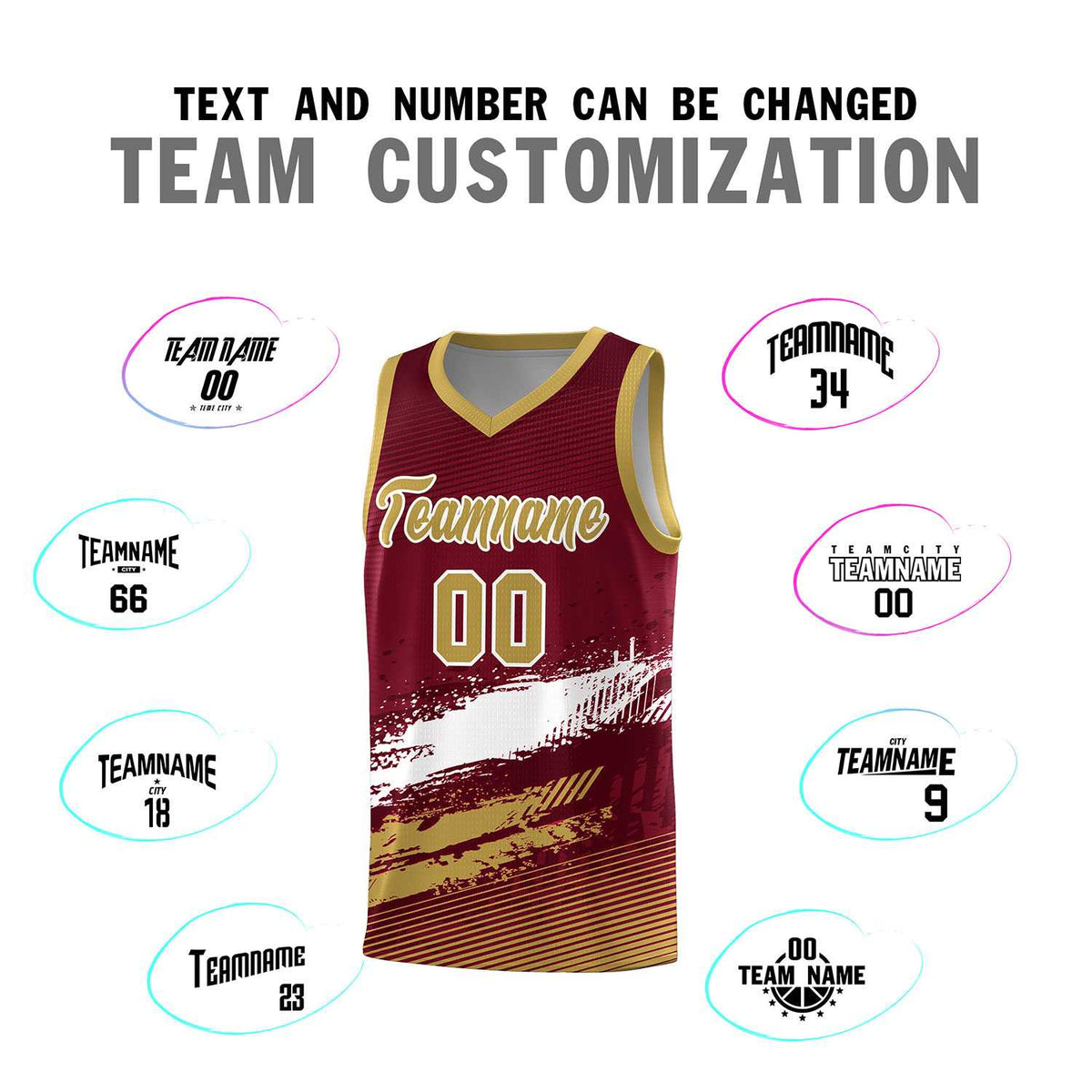 Custom Crimson White and Khaki Graffiti Pattern Sports Uniform Basketball Jersey|KXKSHOP