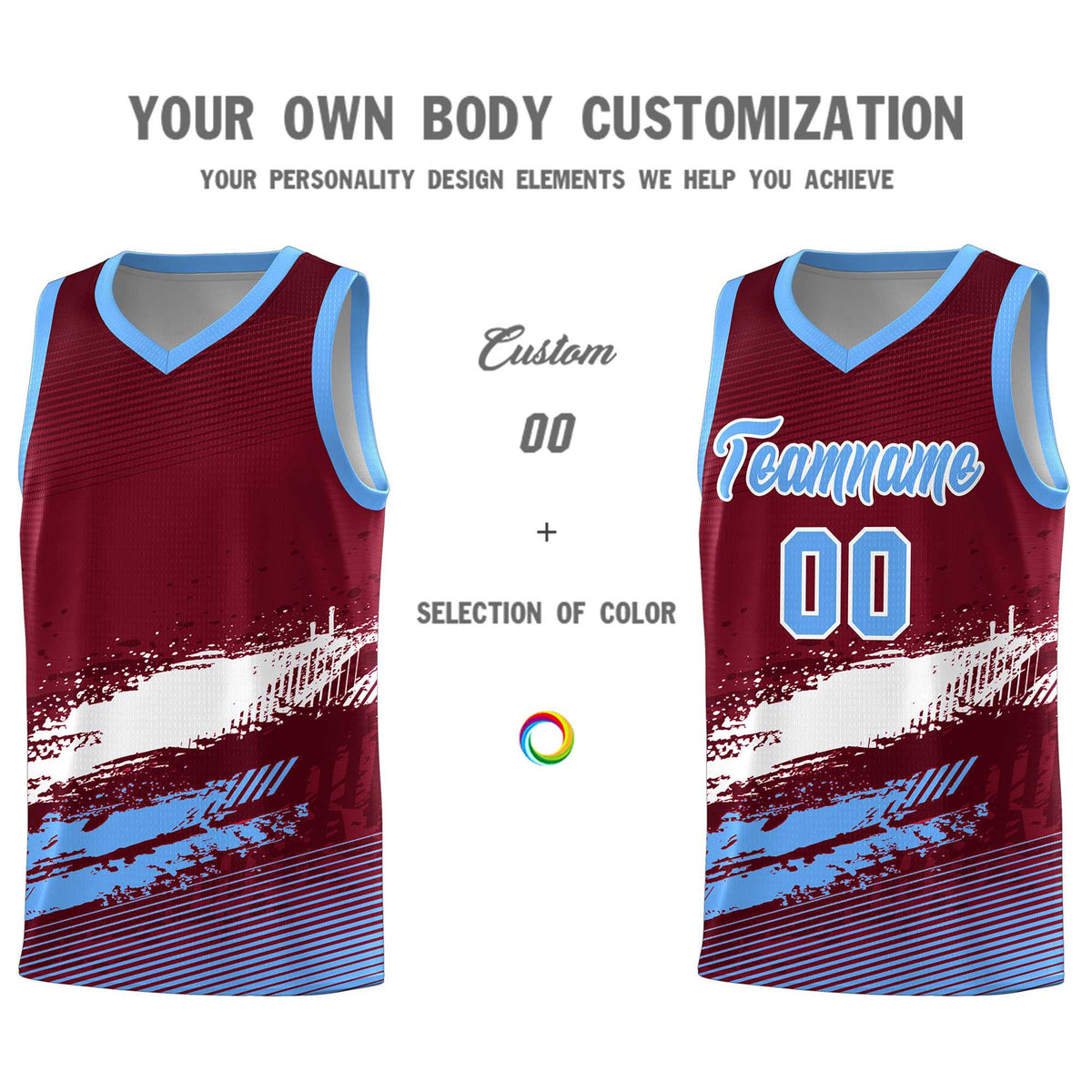 Custom Crimson White and Powder Blue Graffiti Pattern Sports Uniform Basketball Jersey|KXKSHOP