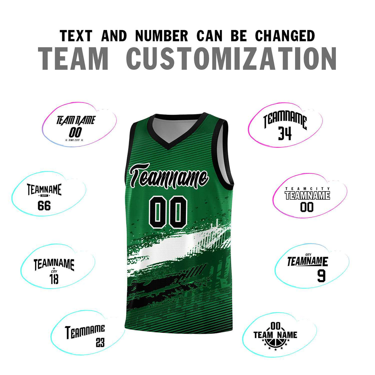 Custom Kelly Green White and Black Graffiti Pattern Sports Uniform Basketball Jersey|KXKSHOP