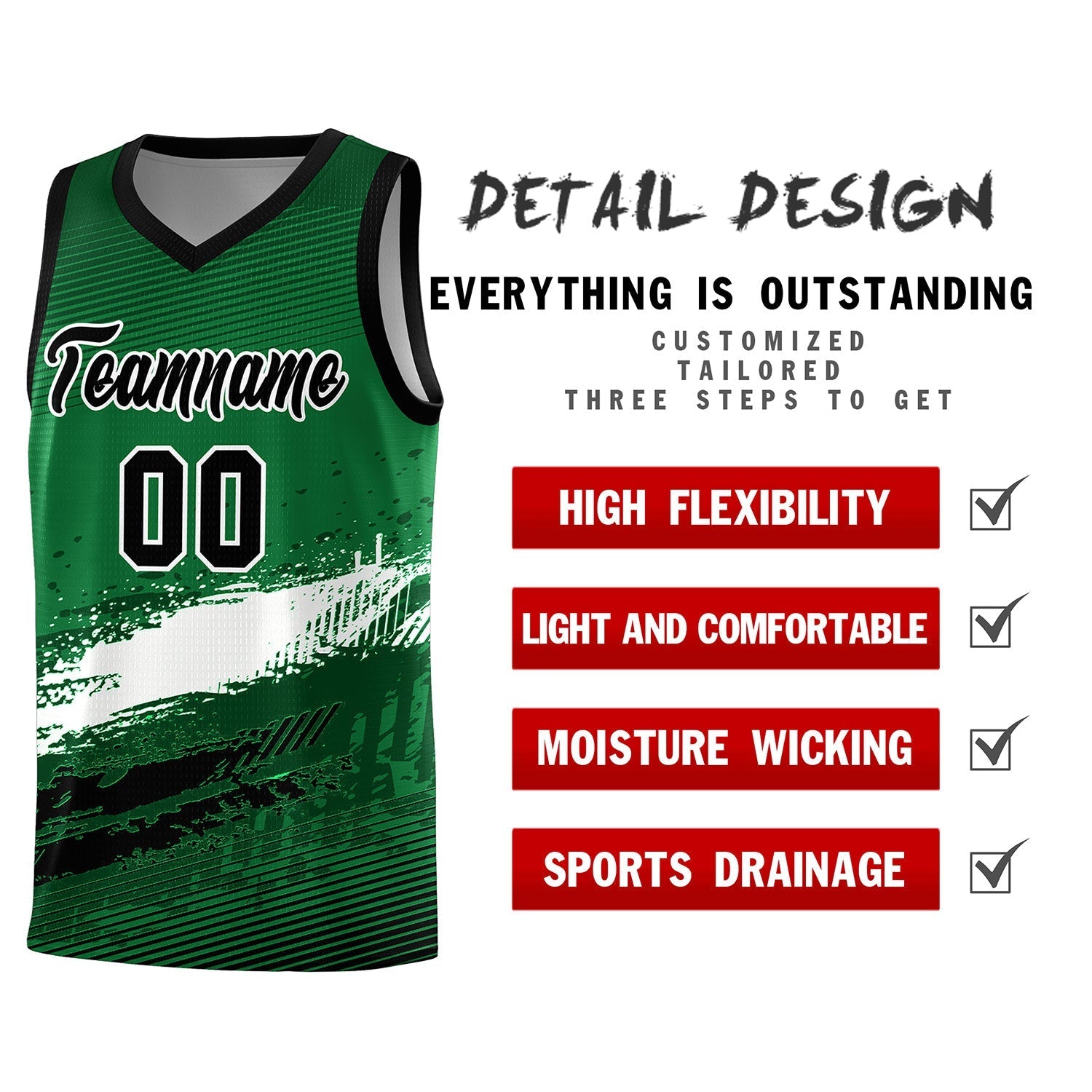 Custom Kelly Green White and Black Graffiti Pattern Sports Uniform Basketball Jersey|KXKSHOP