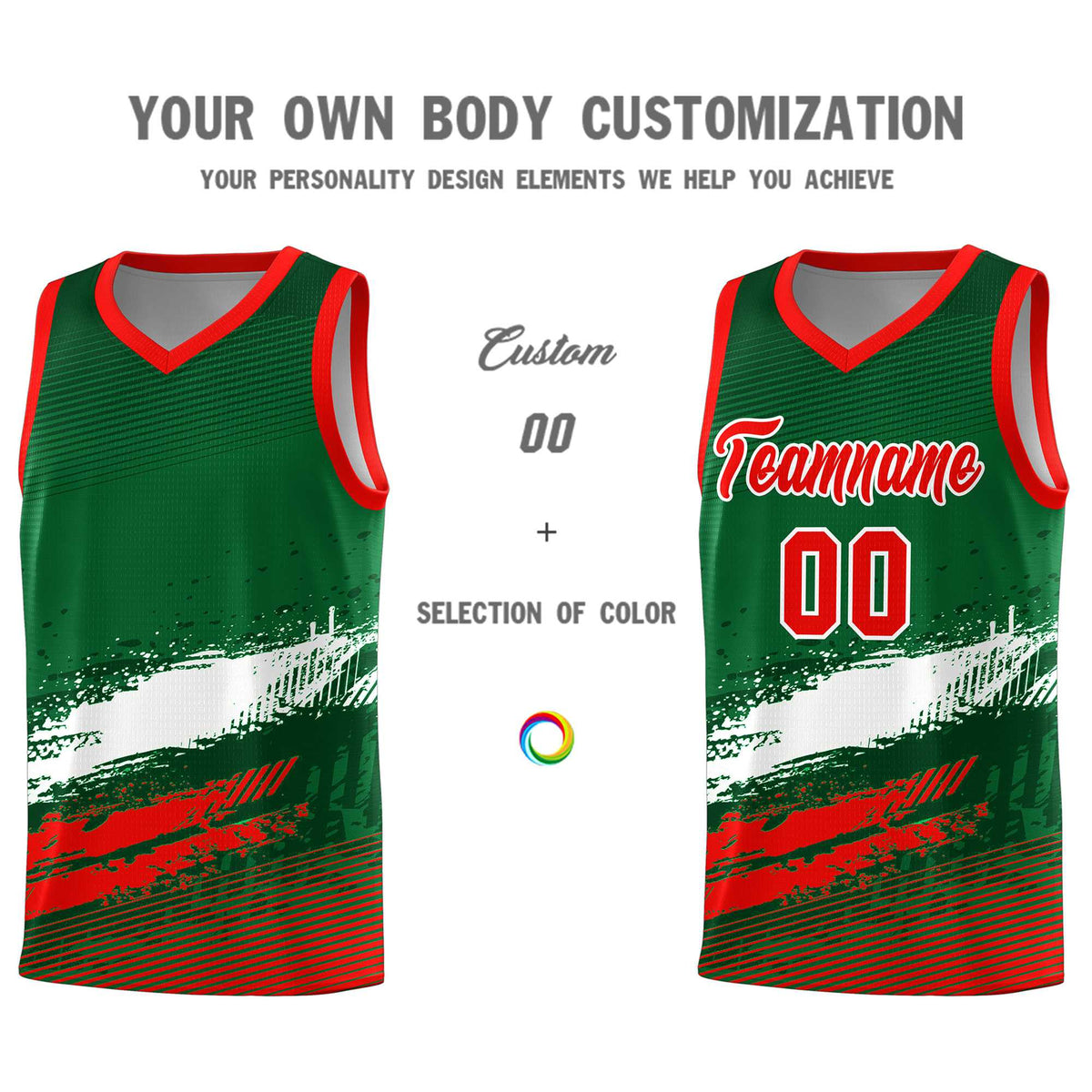 Custom Kelly Green White and Red Graffiti Pattern Sports Uniform Basketball Jersey|KXKSHOP