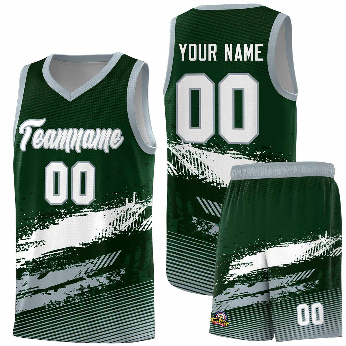 Custom Green White and Gray Graffiti Pattern Sports Uniform Basketball Jersey|KXKSHOP