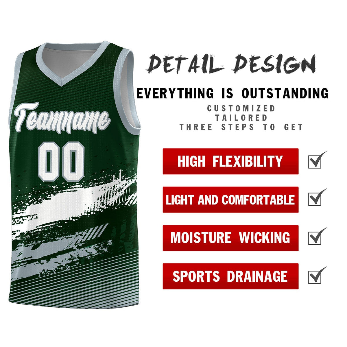 Custom Green White and Gray Graffiti Pattern Sports Uniform Basketball Jersey|KXKSHOP