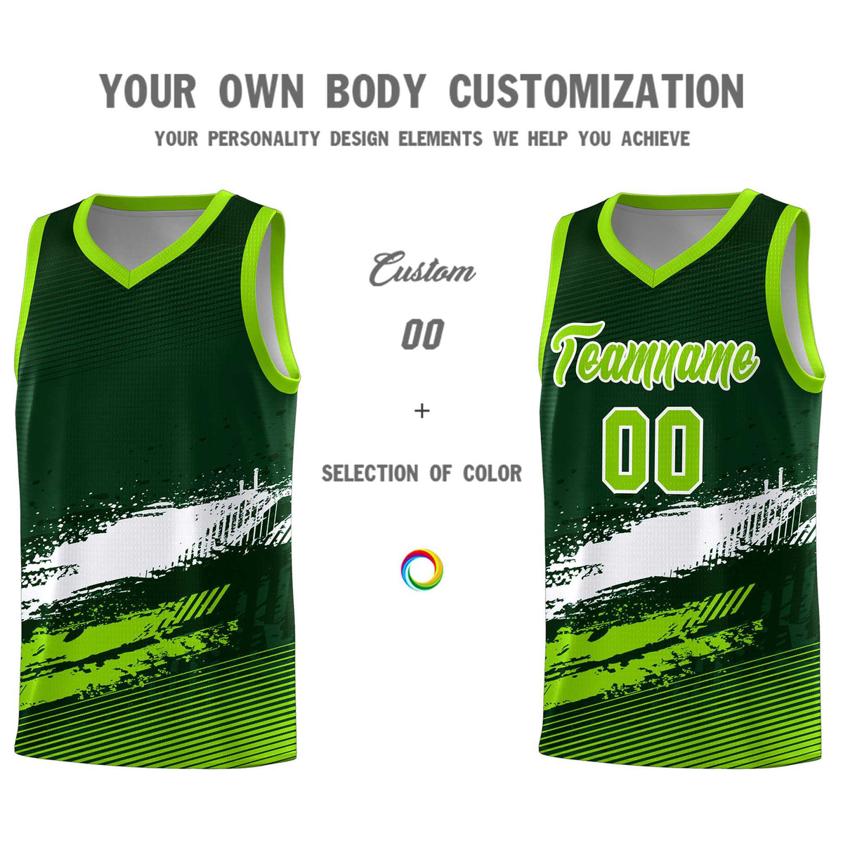 Custom Green White and Neon Green Graffiti Pattern Sports Uniform Basketball Jersey|KXKSHOP