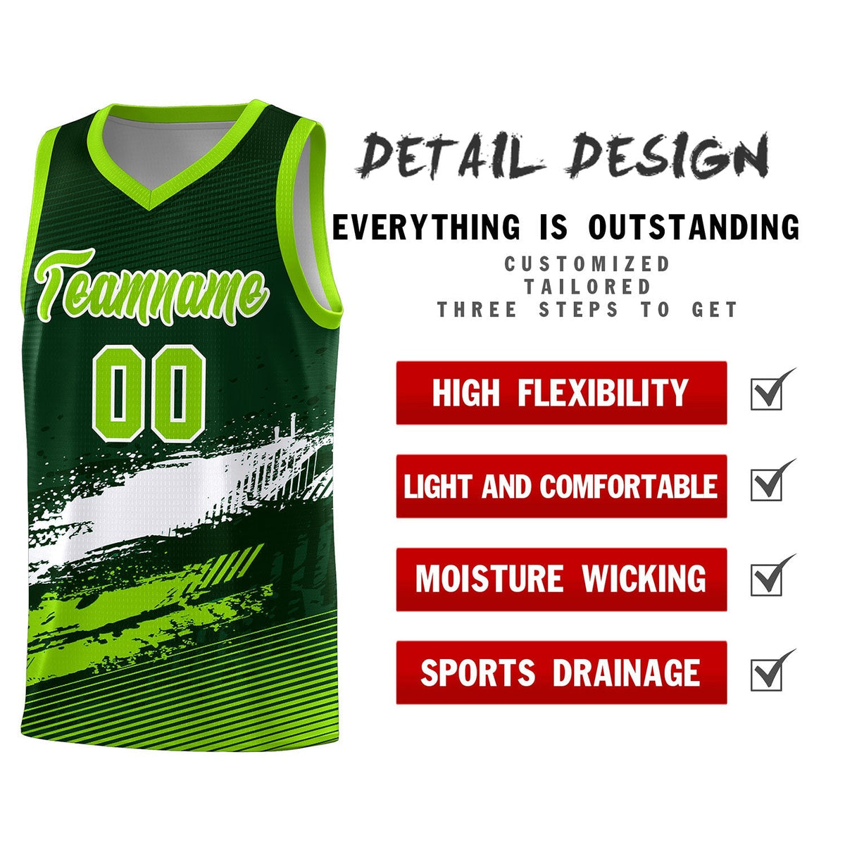Custom Green White and Neon Green Graffiti Pattern Sports Uniform Basketball Jersey|KXKSHOP