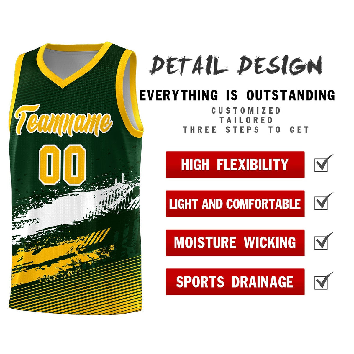 Custom Green White and Yellow Graffiti Pattern Sports Uniform Basketball Jersey|KXKSHOP