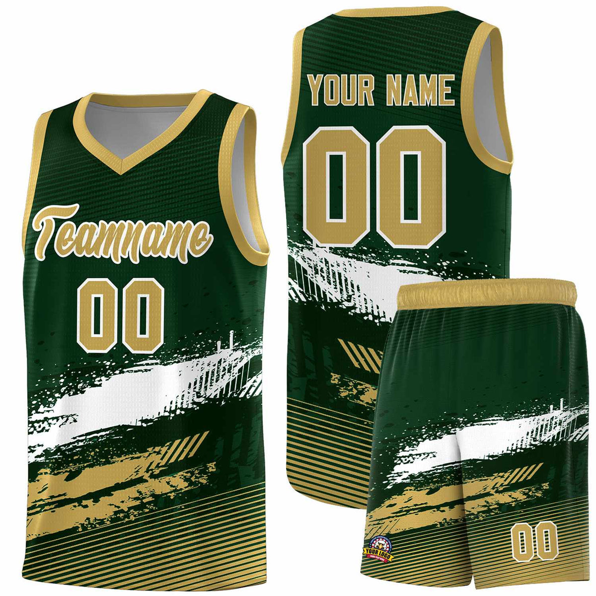 Custom Green White and Khaki Graffiti Pattern Sports Uniform Basketball Jersey|KXKSHOP