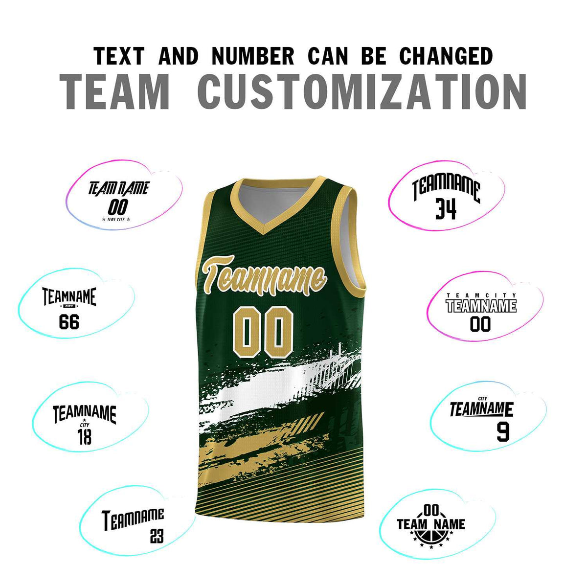 Custom Green White and Khaki Graffiti Pattern Sports Uniform Basketball Jersey|KXKSHOP