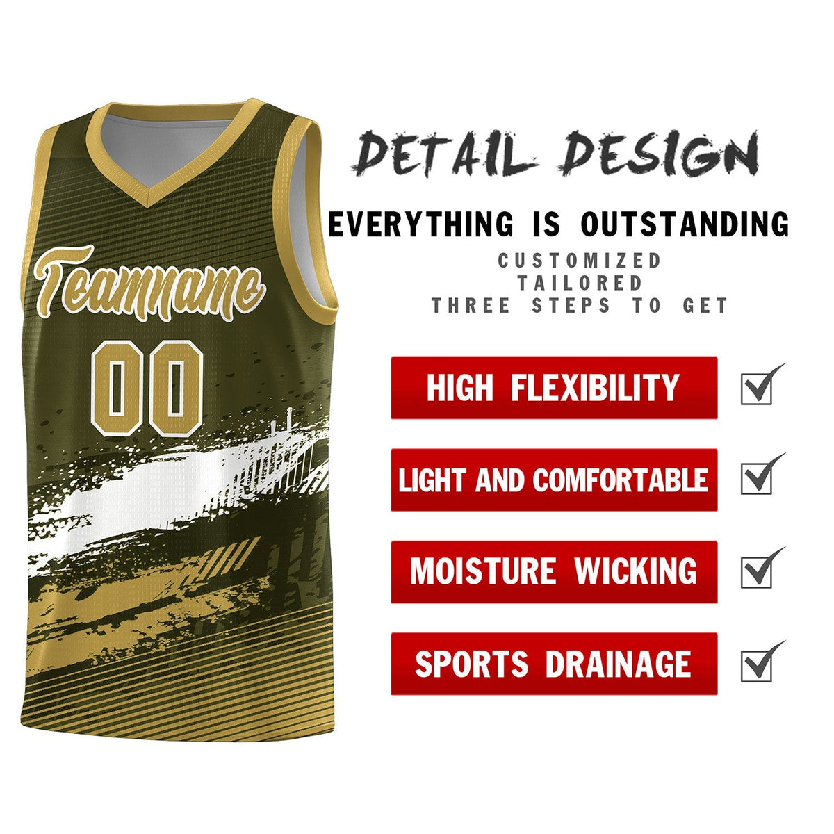 Custom Olive White and Khaki Graffiti Pattern Sports Uniform Basketball Jersey|KXKSHOP
