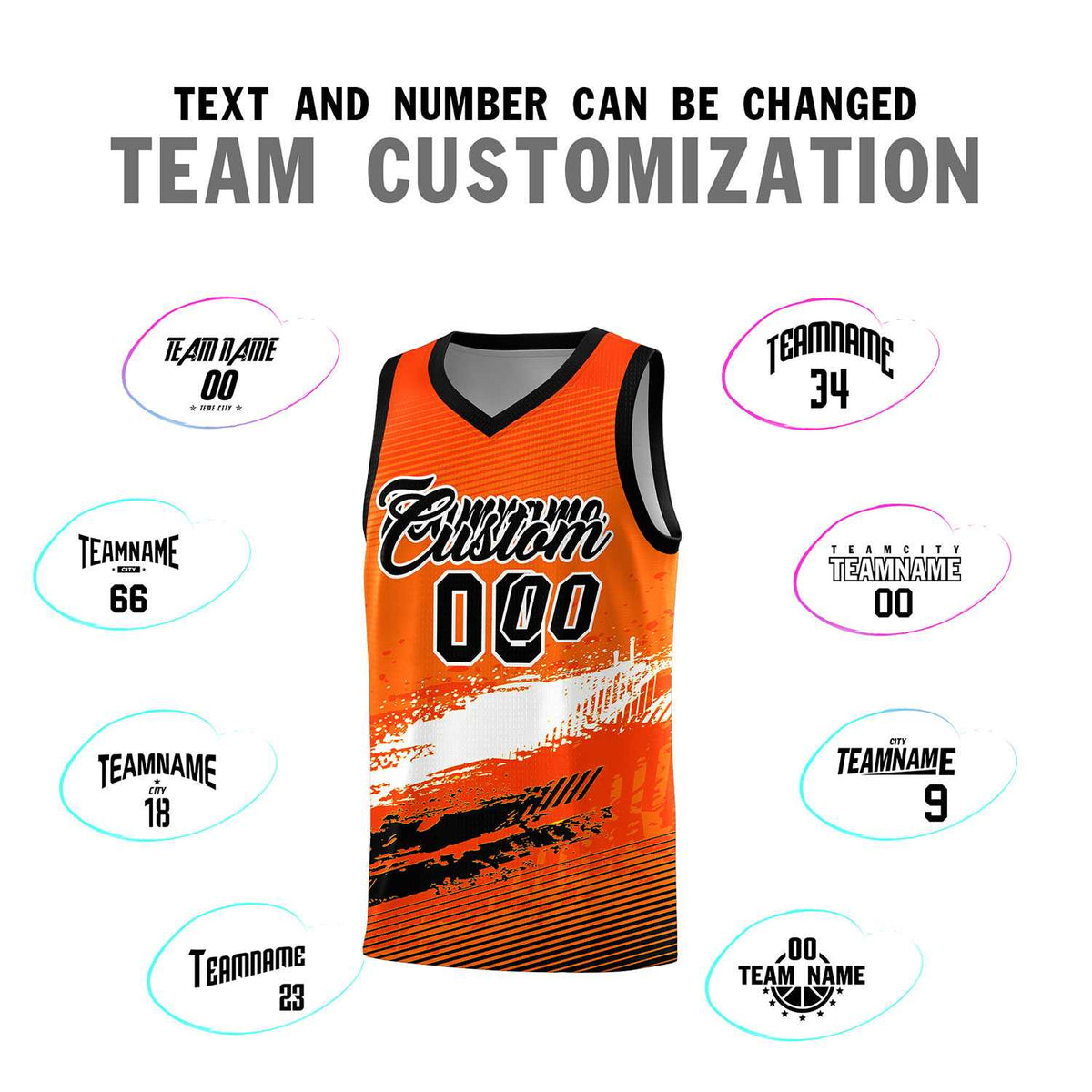 Custom Orange White and Black Graffiti Pattern Sports Uniform Basketball Jersey|KXKSHOP