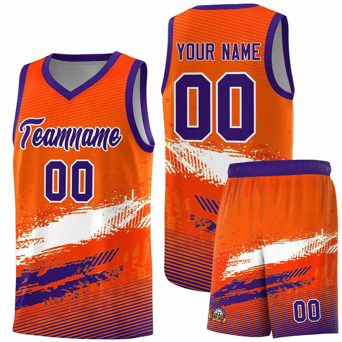 Custom Orange White and Purple Graffiti Pattern Sports Uniform Basketball Jersey|KXKSHOP