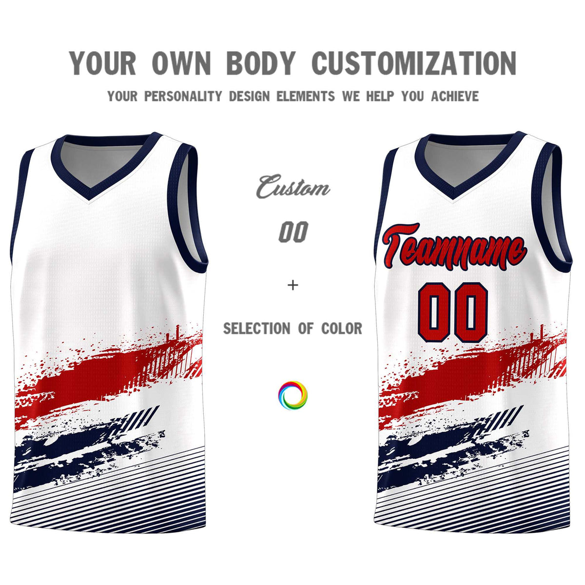 Custom White Red and Navy Graffiti Pattern Sports Uniform Basketball Jersey|KXKSHOP