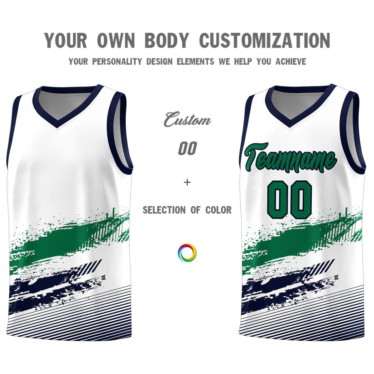 Custom White Kelly Green and Navy Graffiti Pattern Sports Uniform Basketball Jersey|KXKSHOP