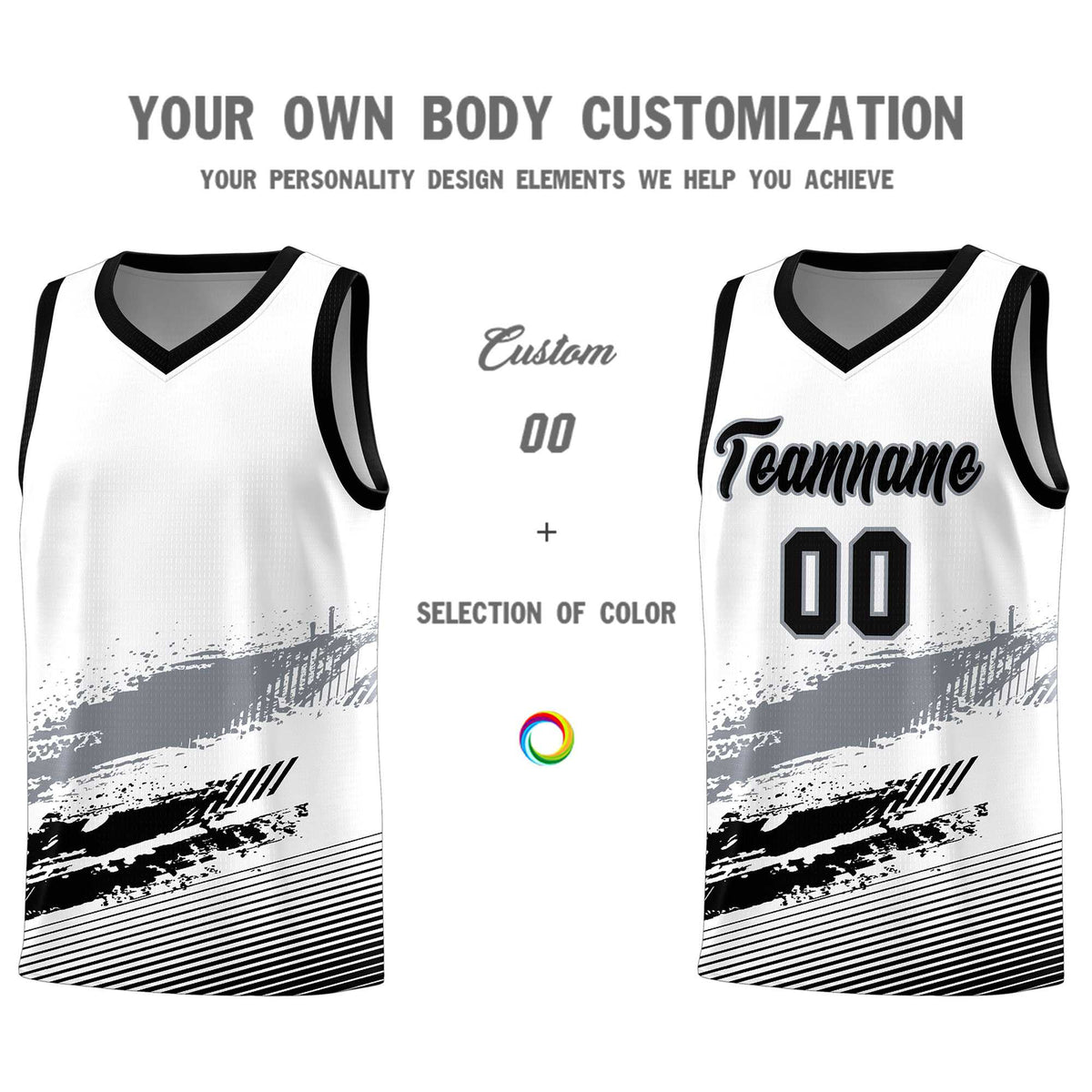 Custom White Gray and Black Graffiti Pattern Sports Uniform Basketball Jersey|KXKSHOP