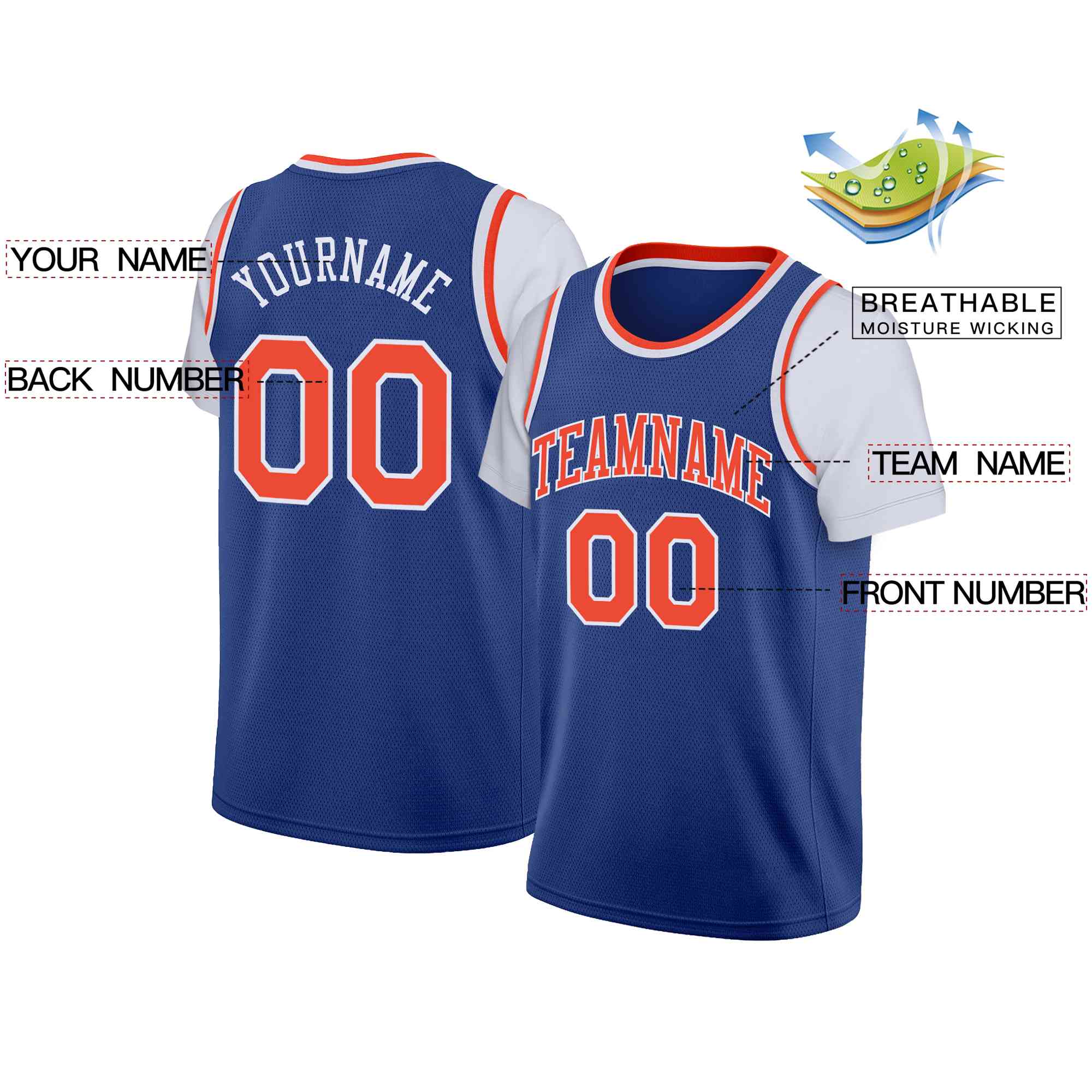 Custom Purple Orange-White Classic Tops Casual Fake Sleeve Basketball Jersey| KXKSHOP