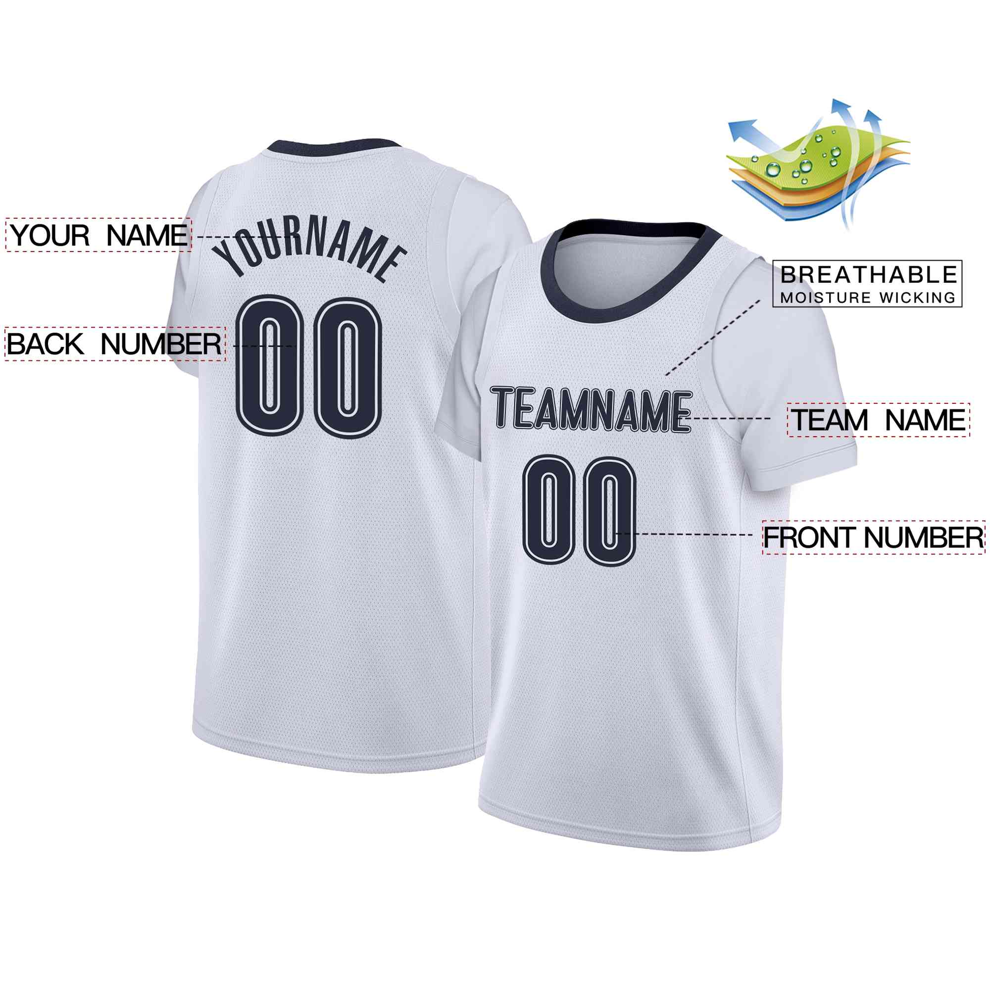 Custom White Navy Classic Tops Casual Fake Sleeve Basketball Jersey| KXKSHOP