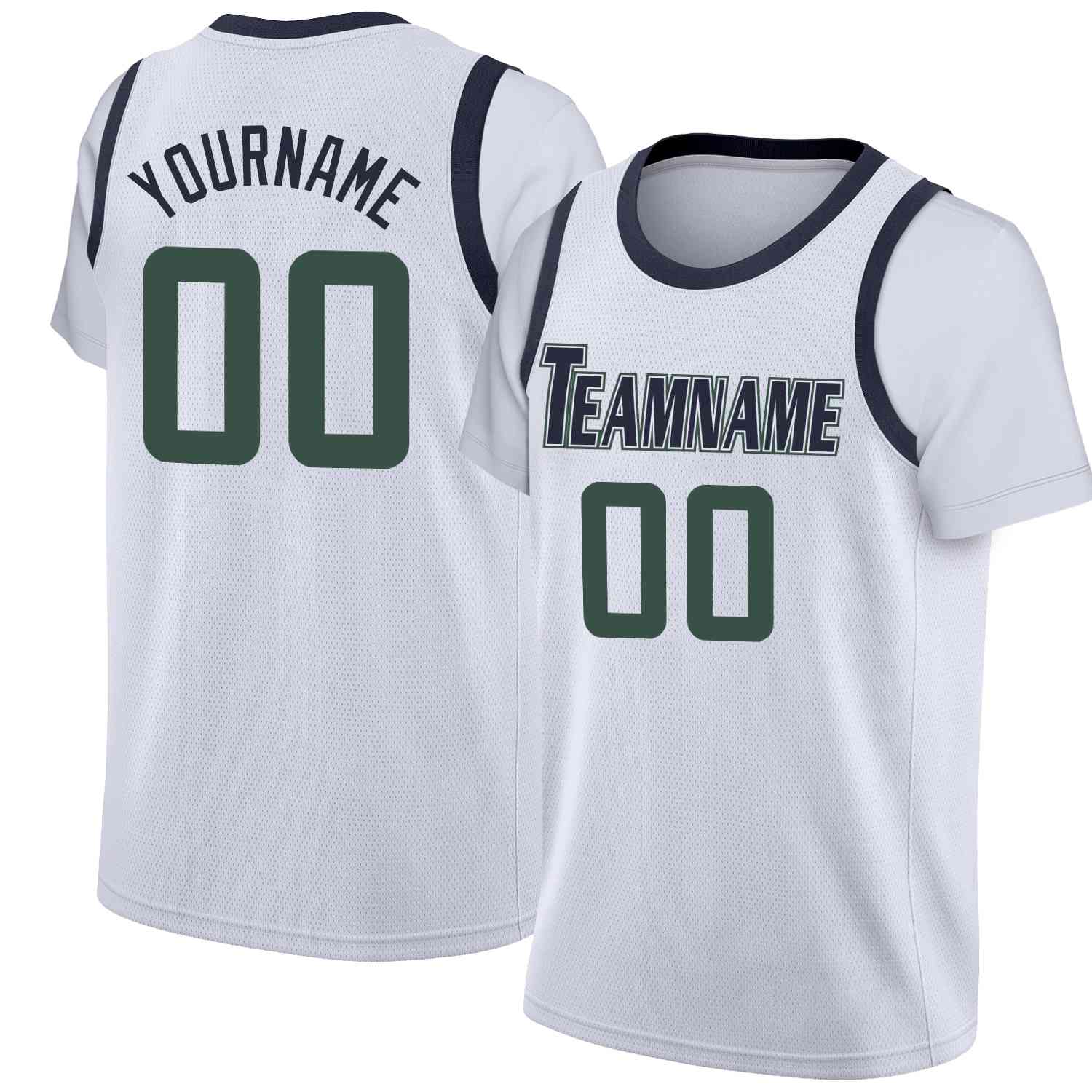 Custom White Navy-White Classic Tops Casual Fake Sleeve Basketball Jersey