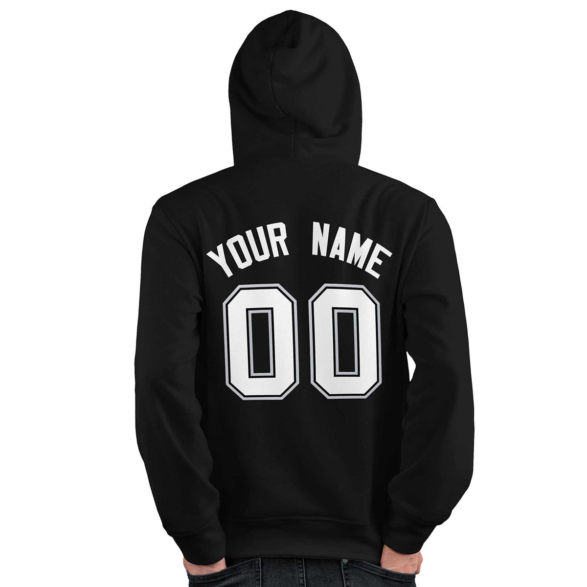 Custom Black White-Gray Classic Style Personalized Sport Pullover Hoodie| KXKSHOP