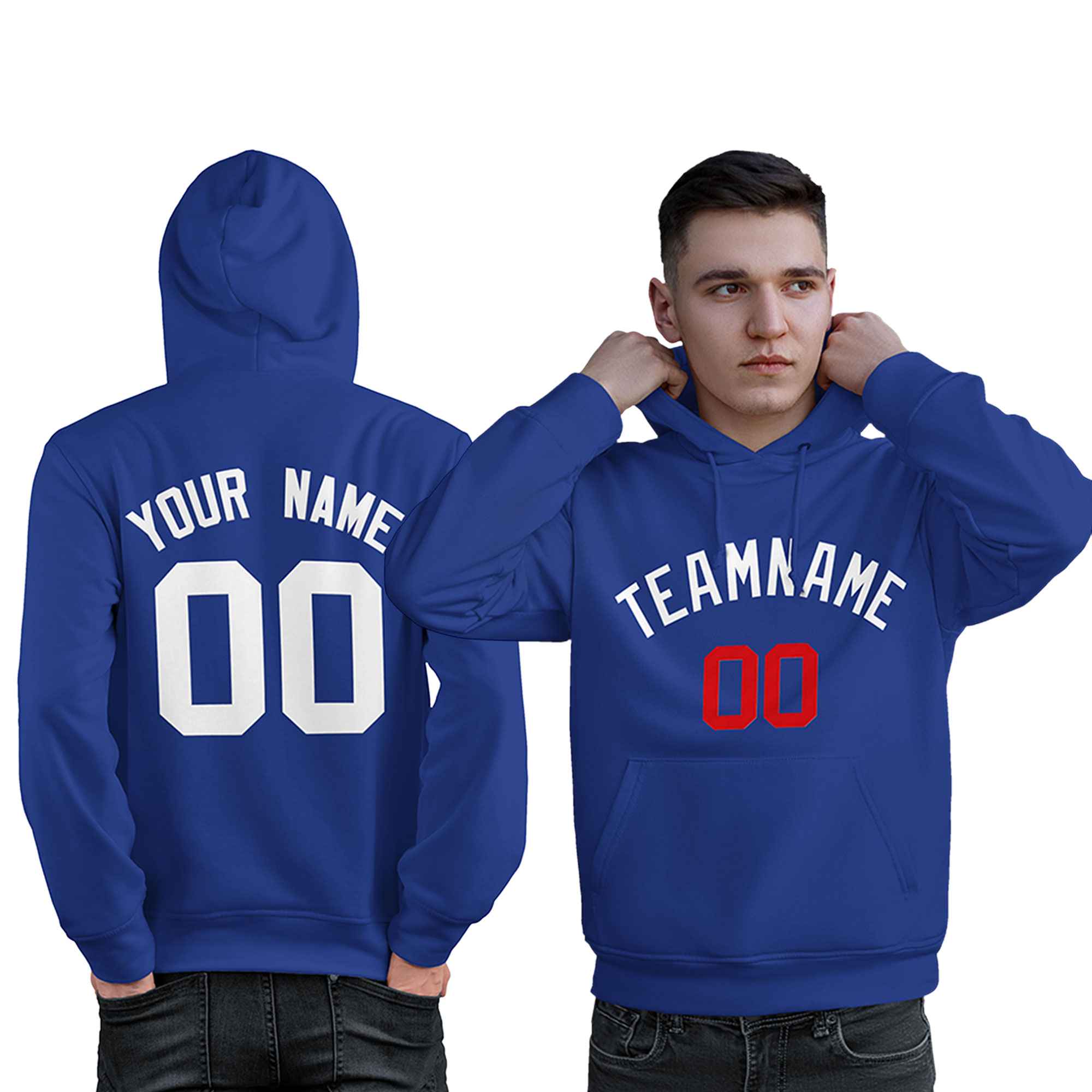 Custom Royal White-Red Classic Style Personalized Sport Pullover Hoodie| KXKSHOP