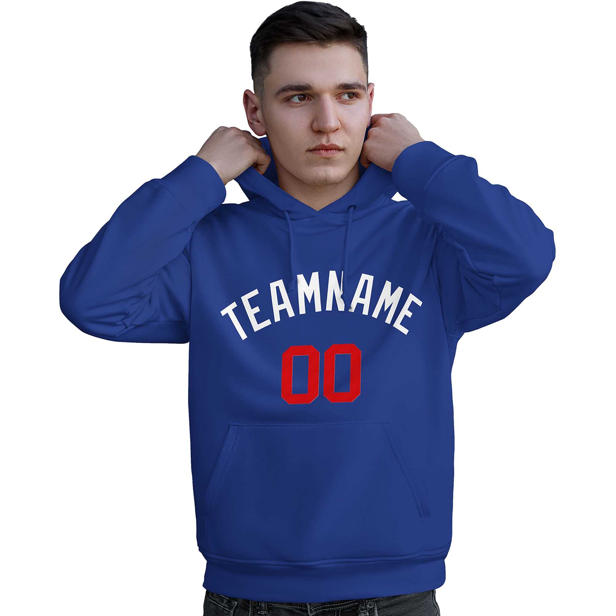 Custom Royal White-Red Classic Style Personalized Sport Pullover Hoodie| KXKSHOP
