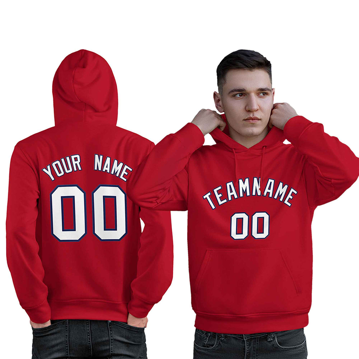 Custom Red Navy-White Classic Style Personalized Sport Pullover Hoodie| KXKSHOP