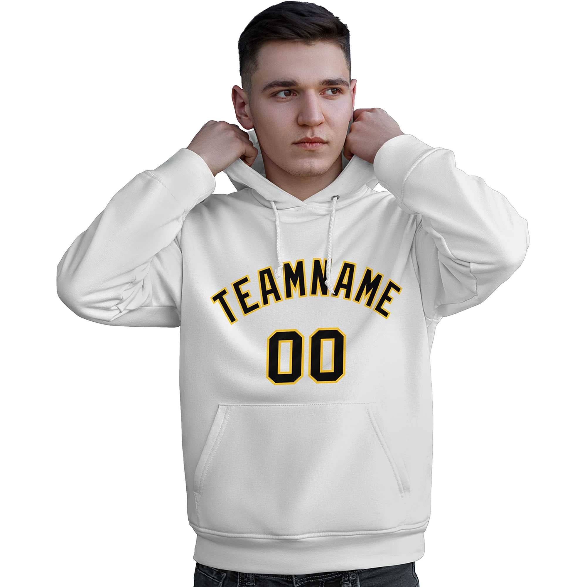 Custom White Gold-Black Classic Style Personalized Sport Pullover Hoodie| KXKSHOP