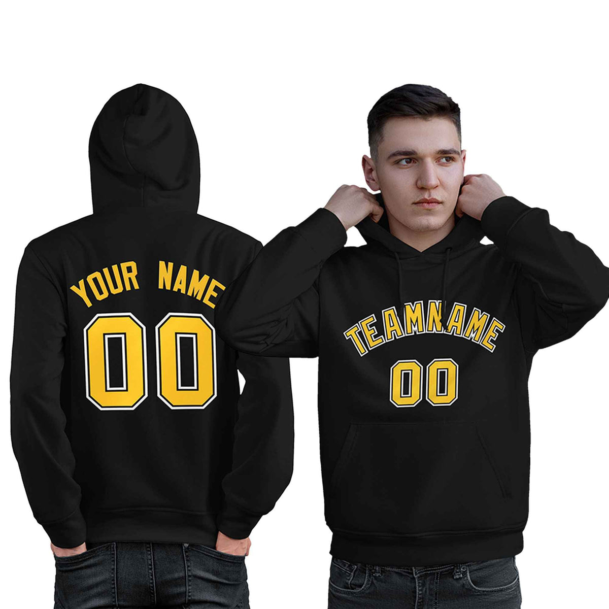 Custom Black Gold-White Classic Style Personalized Sport Pullover Hoodie| KXKSHOP
