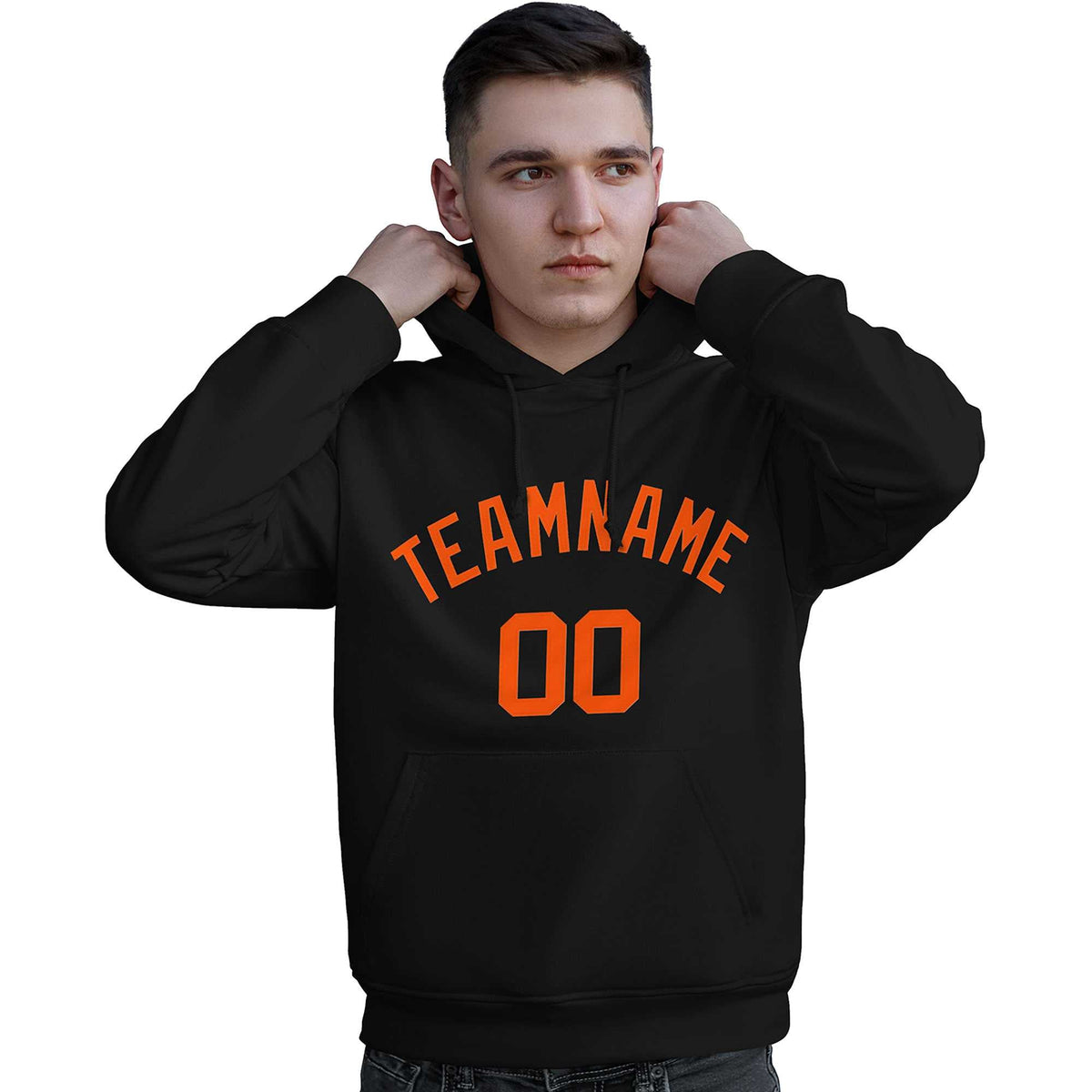 Custom Black Orange Classic Style Personalized Sport Pullover Hoodie| KXKSHOP