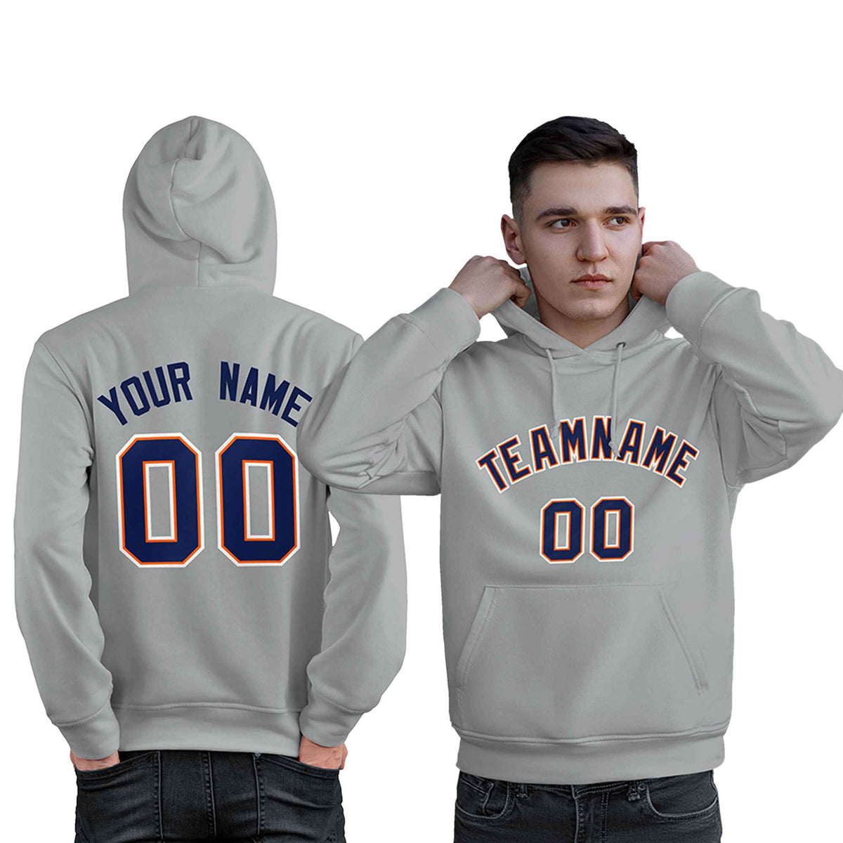 Custom Gray Royal-Orange Classic Style Personalized Sport Pullover Hoodie| KXKSHOP