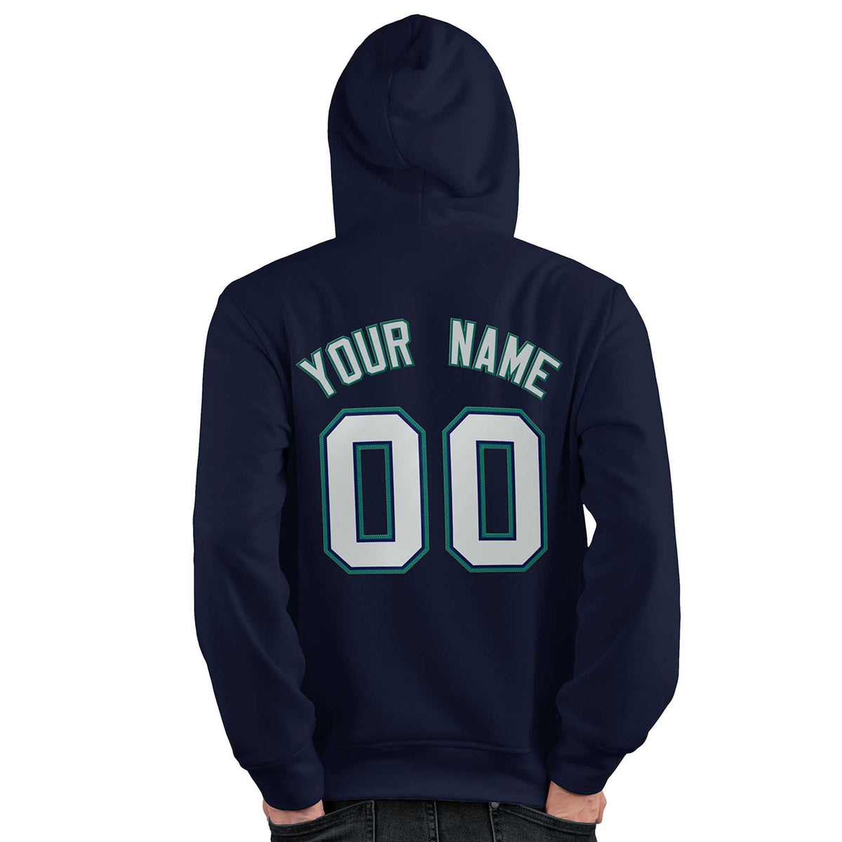 Custom Navy Gray-Aqua Classic Style Personalized Sport Pullover Hoodie| KXKSHOP