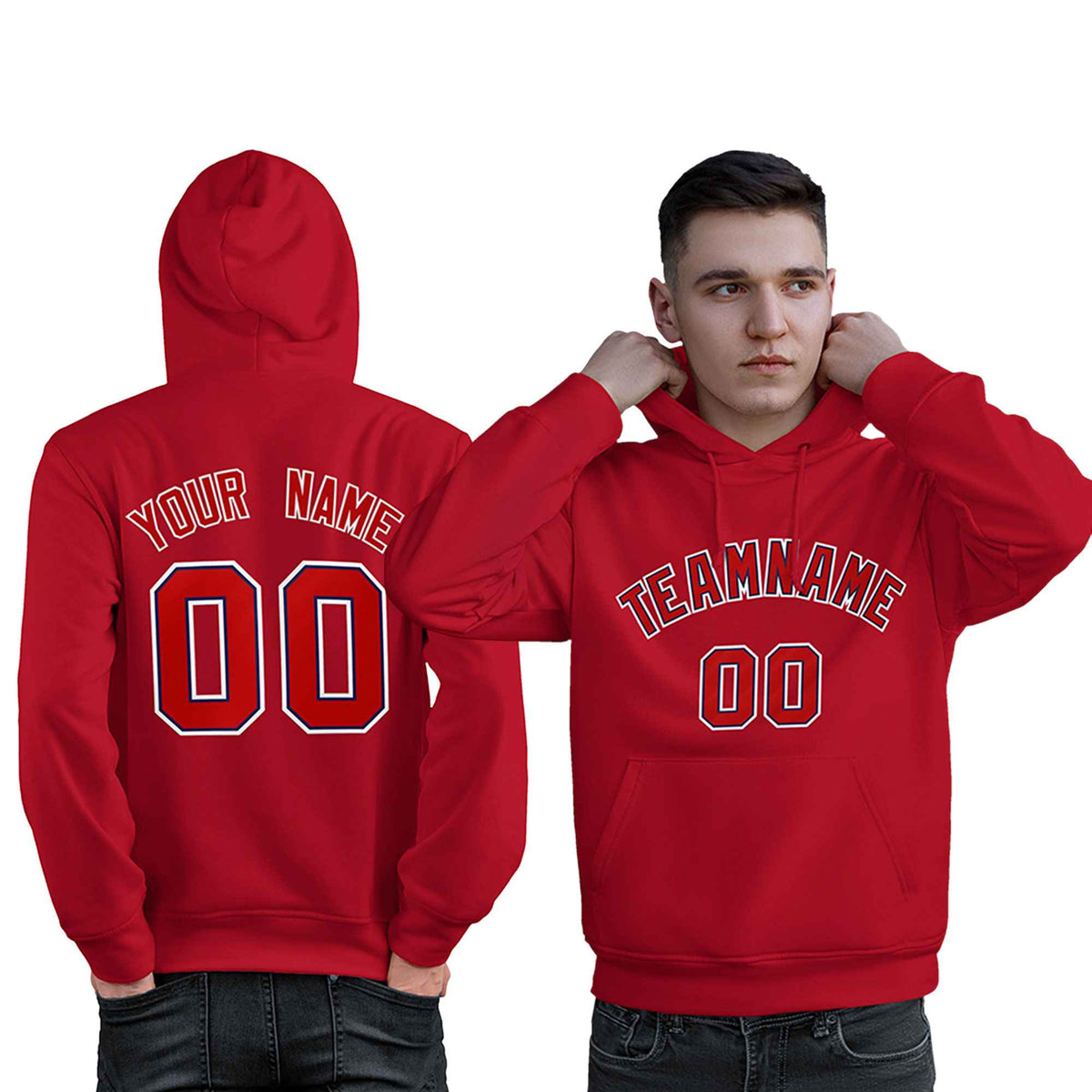 Custom Red Royal-White Classic Style Personalized Sport Pullover Hoodie| KXKSHOP
