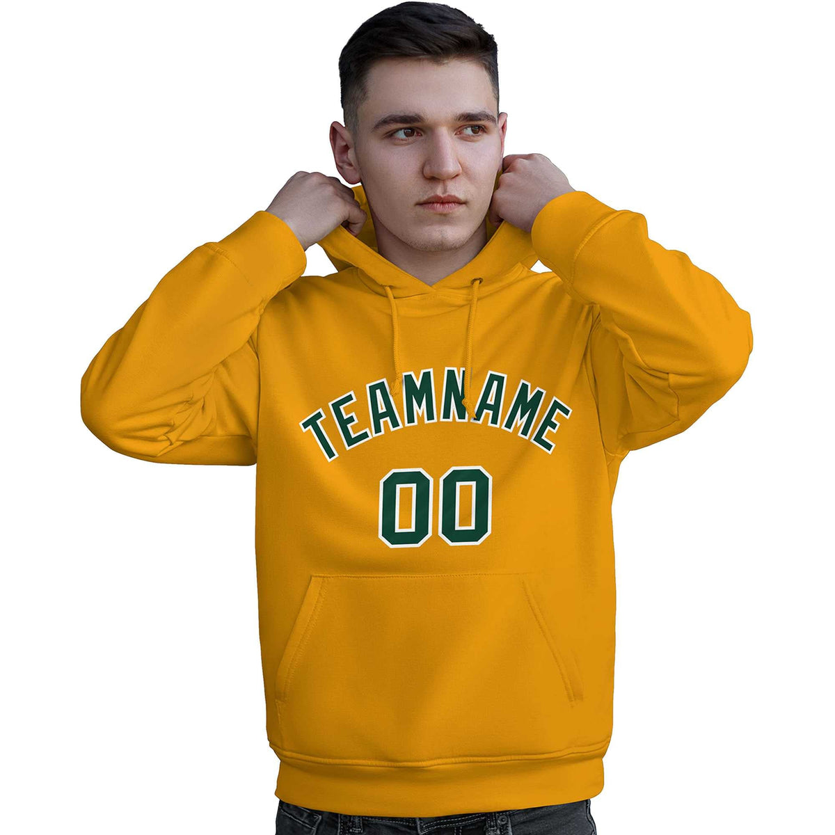 Custom Gold Kelly Green-White Classic Style Personalized Sport Pullover Hoodie| KXKSHOP