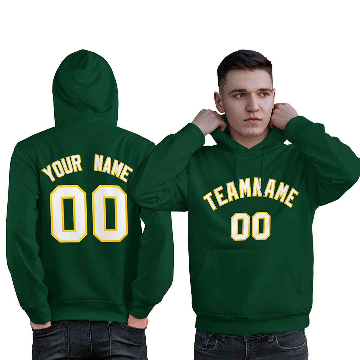 Custom Green White-Gold Classic Style Personalized Sport Pullover Hoodie| KXKSHOP