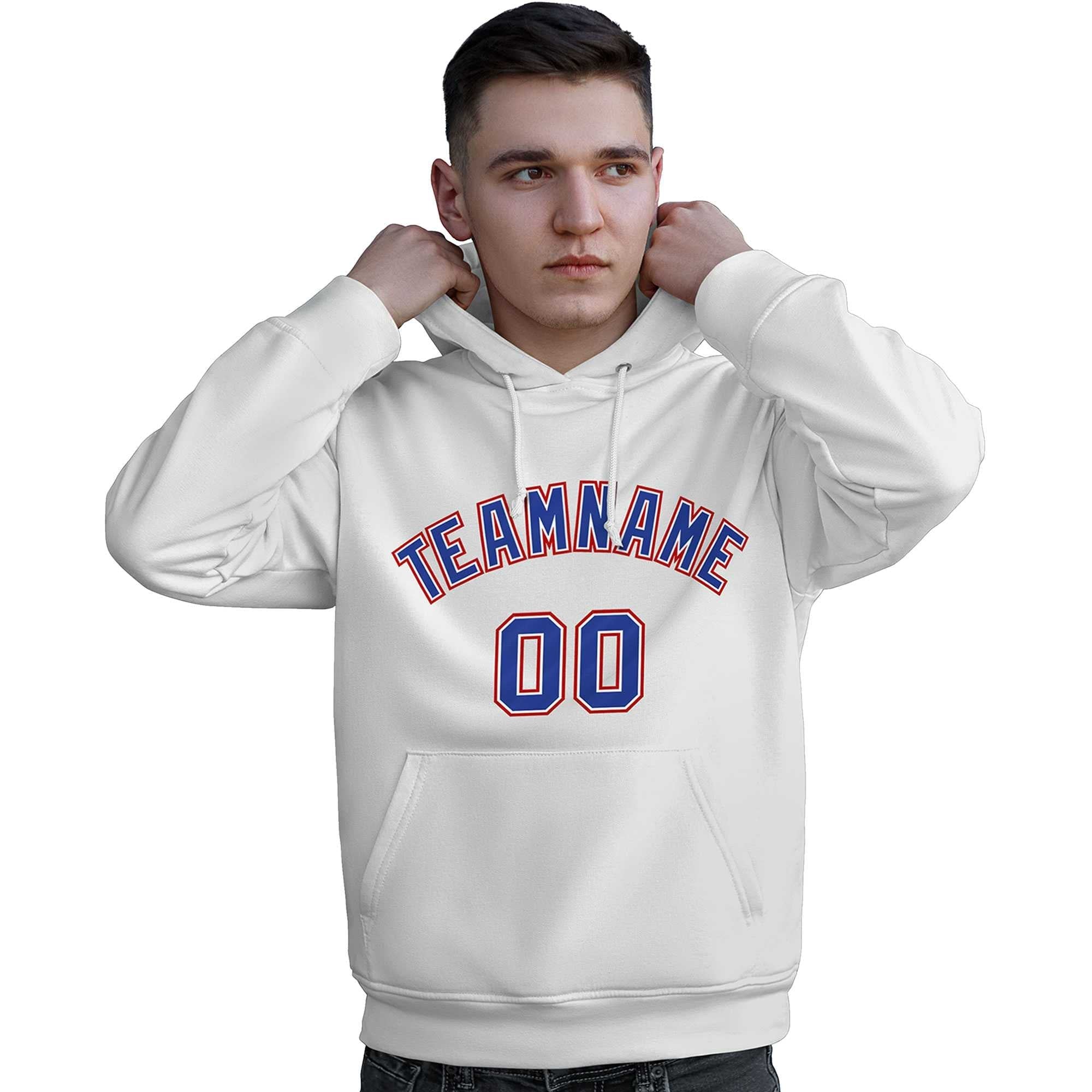 Custom White Royal-Red Classic Style Personalized Sport Pullover Hoodie| KXKSHOP