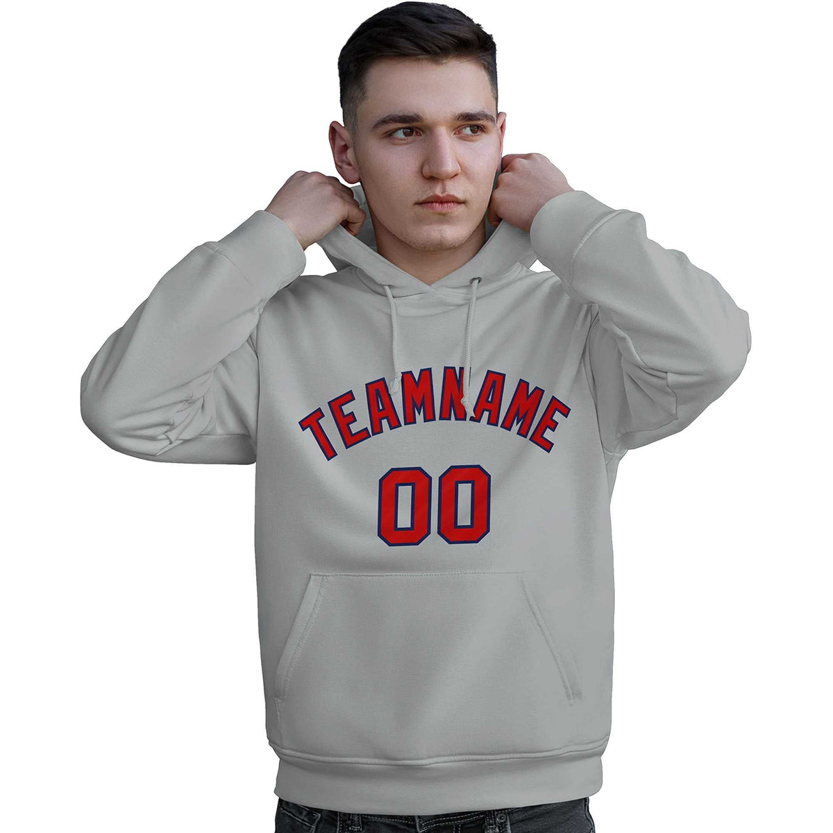 Custom Gray Red-Royal Classic Style Personalized Sport Pullover Hoodie| KXKSHOP