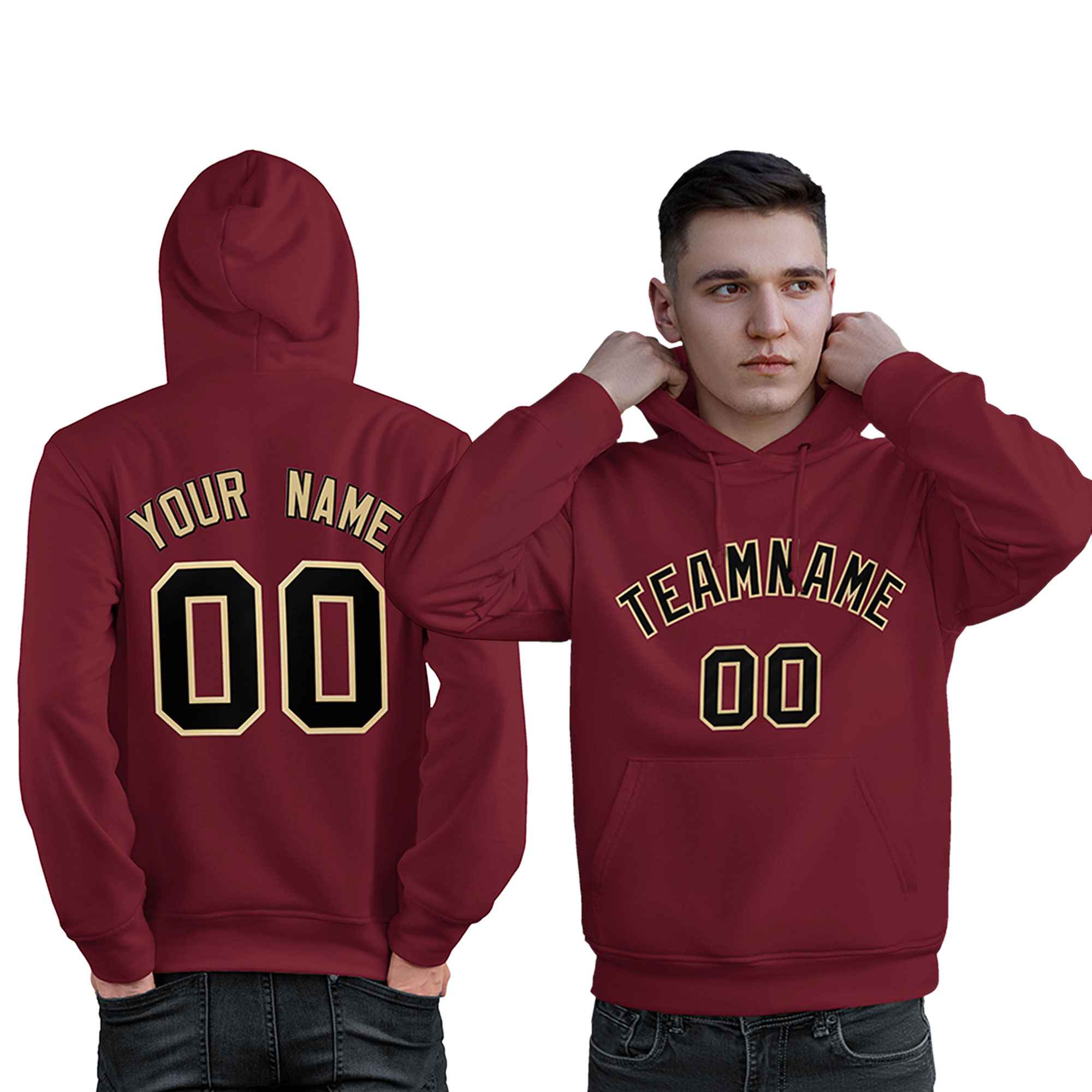 Custom Cardinal Black-Old Gold Classic Style Personalized Sport Pullover Hoodie| KXKSHOP