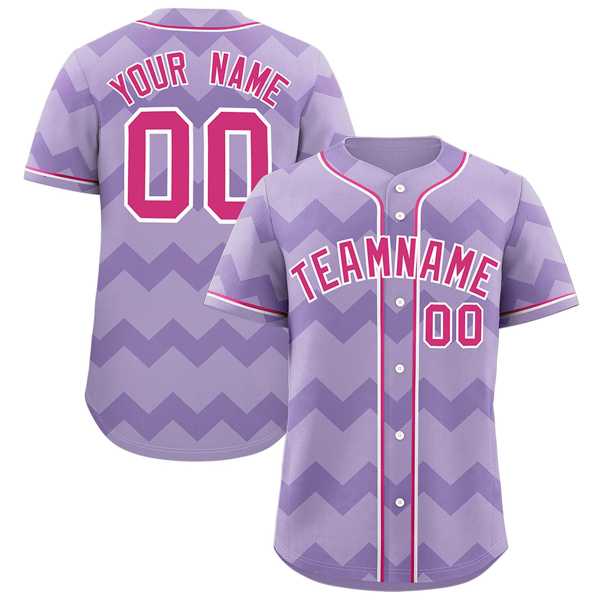 Custom Light Purple Rose Red-White Personalized Ripple Design Authentic Baseball Jersey