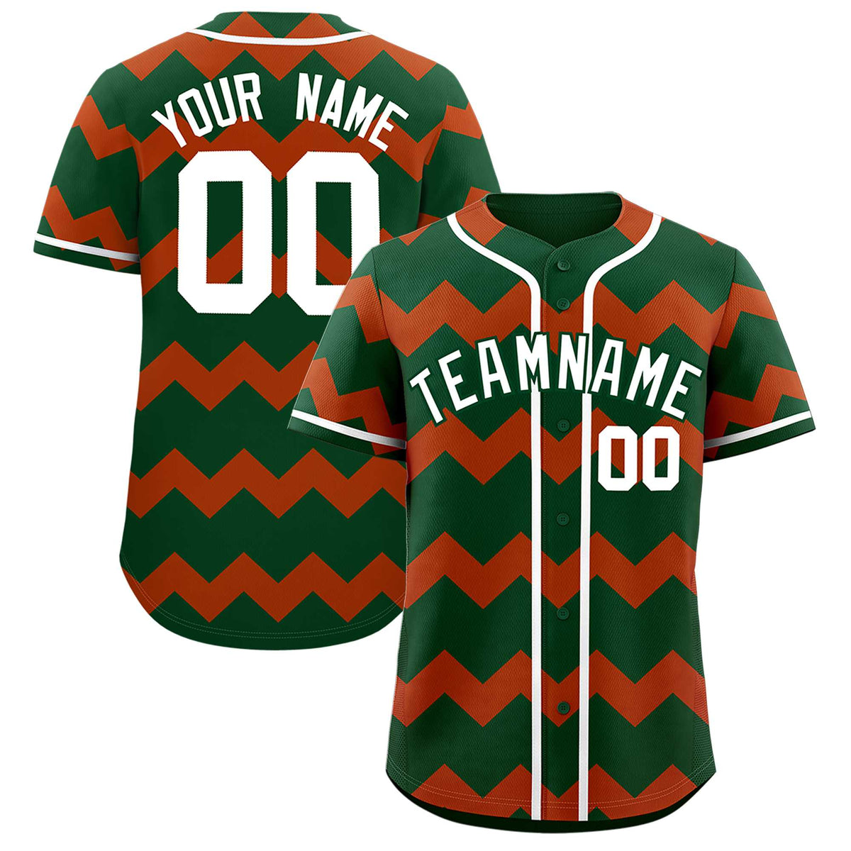Custom Green Texas Orange-White Personalized Ripple Design Authentic Baseball Jersey