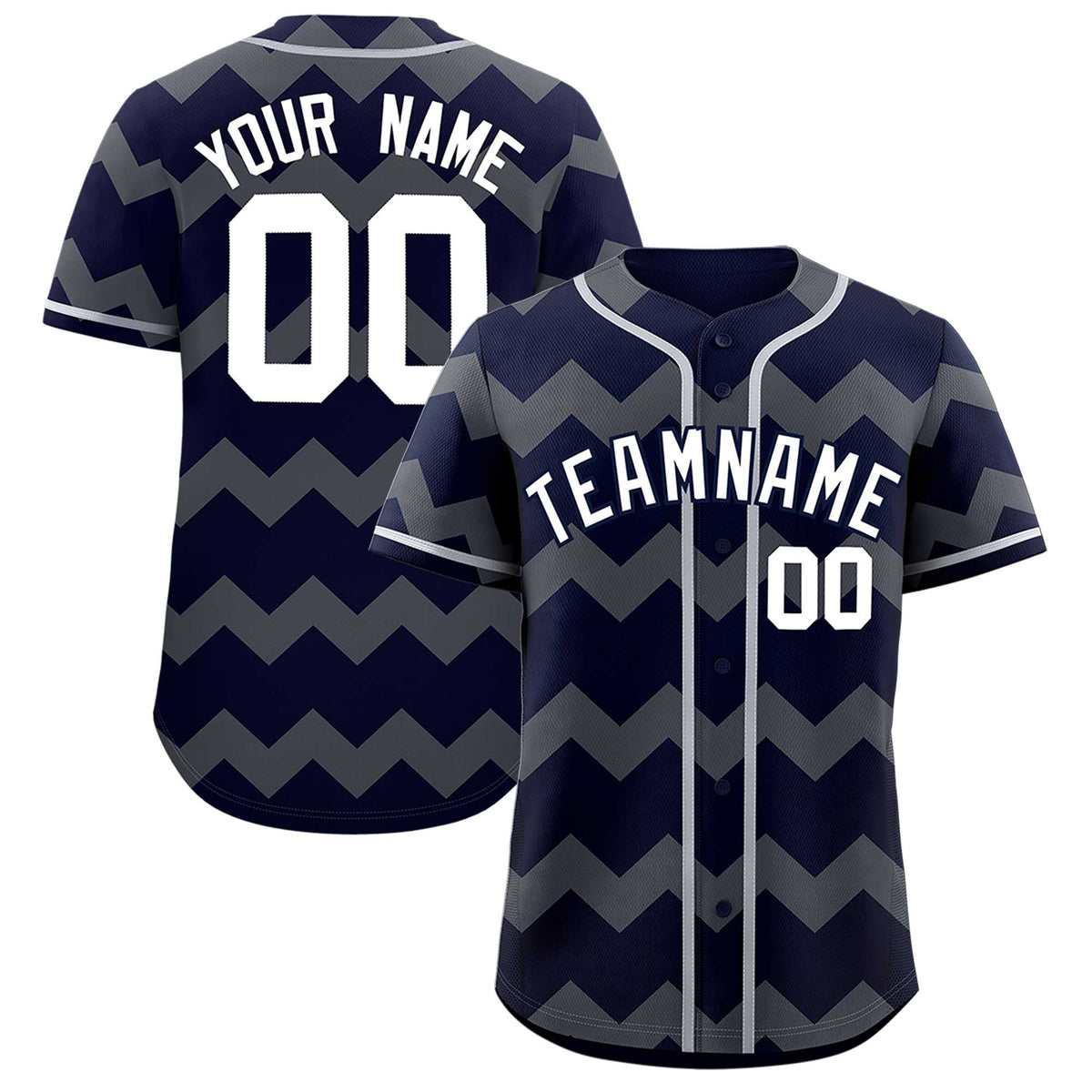 Custom Navy Gray-White Personalized Ripple Design Authentic Baseball Jersey