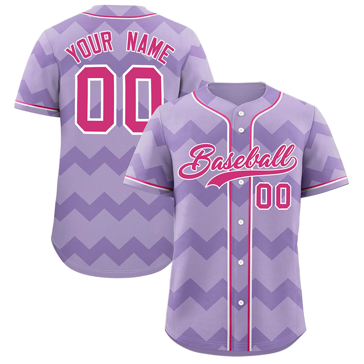 Custom Light Purple Rose Red-White Personalized Ripple Design Authentic Baseball Jersey