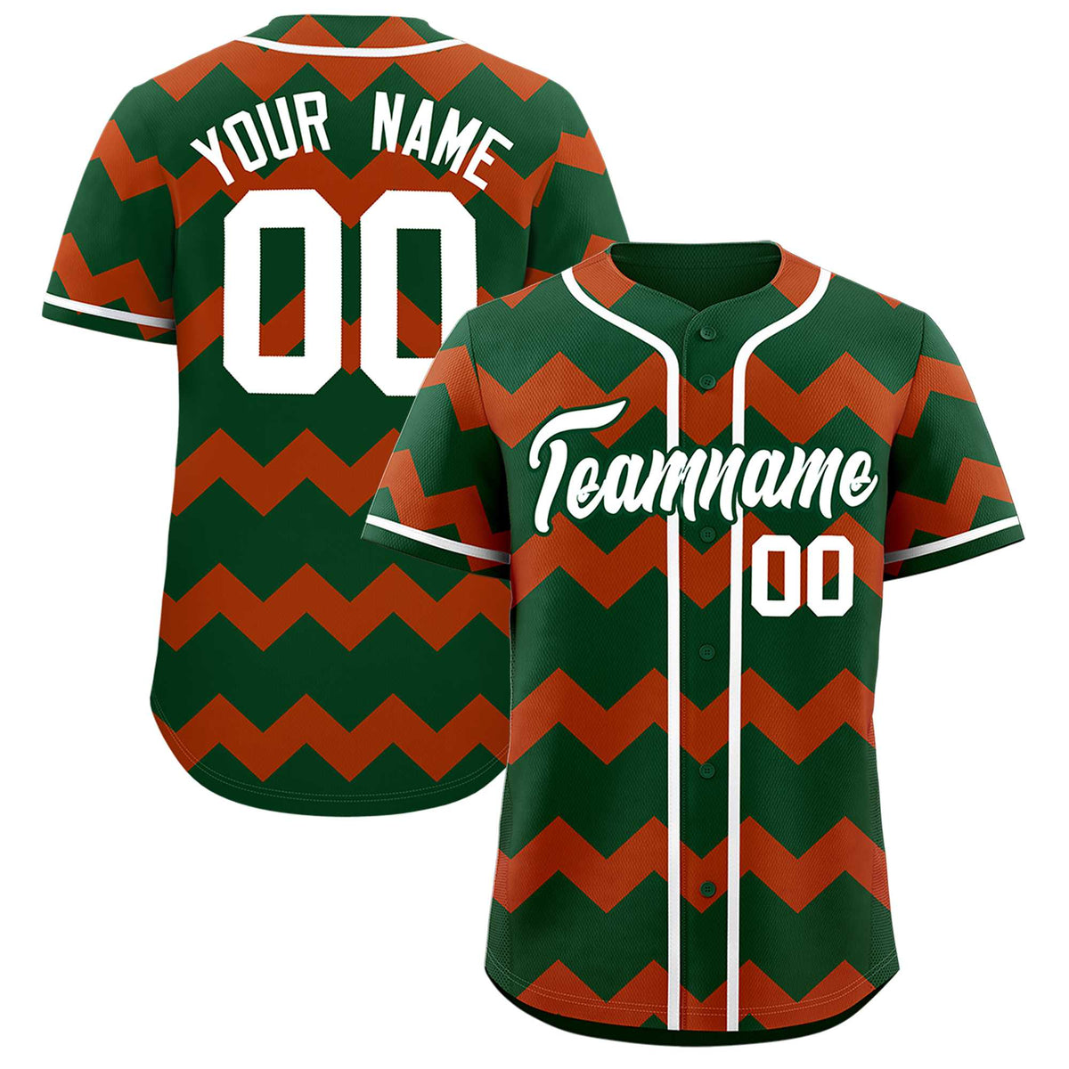 Custom Green Texas Orange-White Personalized Ripple Design Authentic Baseball Jersey