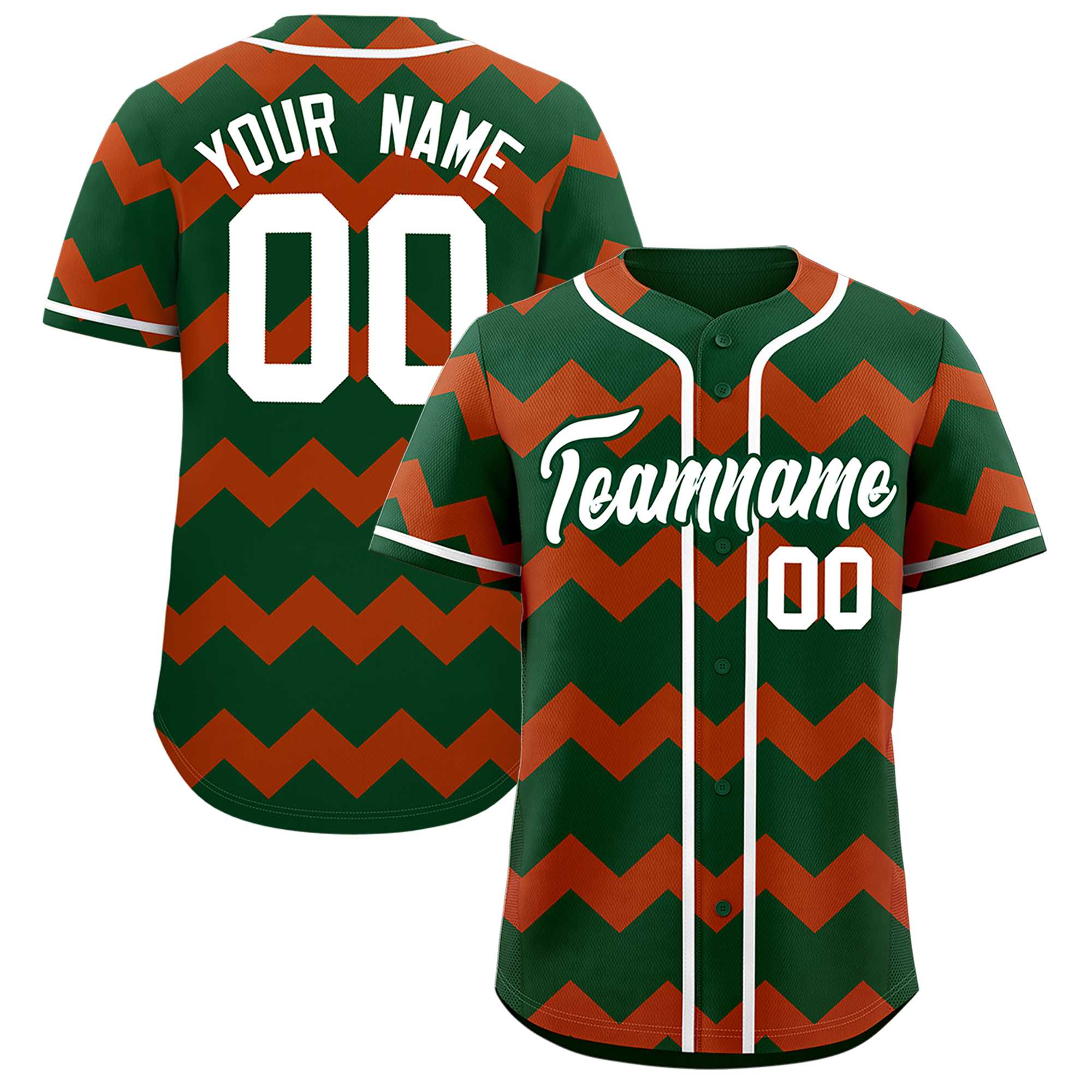Custom Green Texas Orange-White Personalized Ripple Design Authentic Baseball Jersey