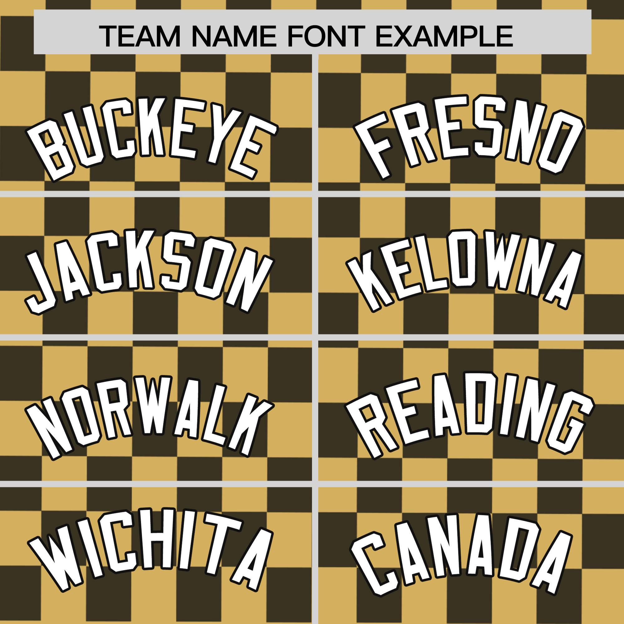 Custom Old Gold Black Personalized Plaid Fashion Design Authentic Baseball Jersey