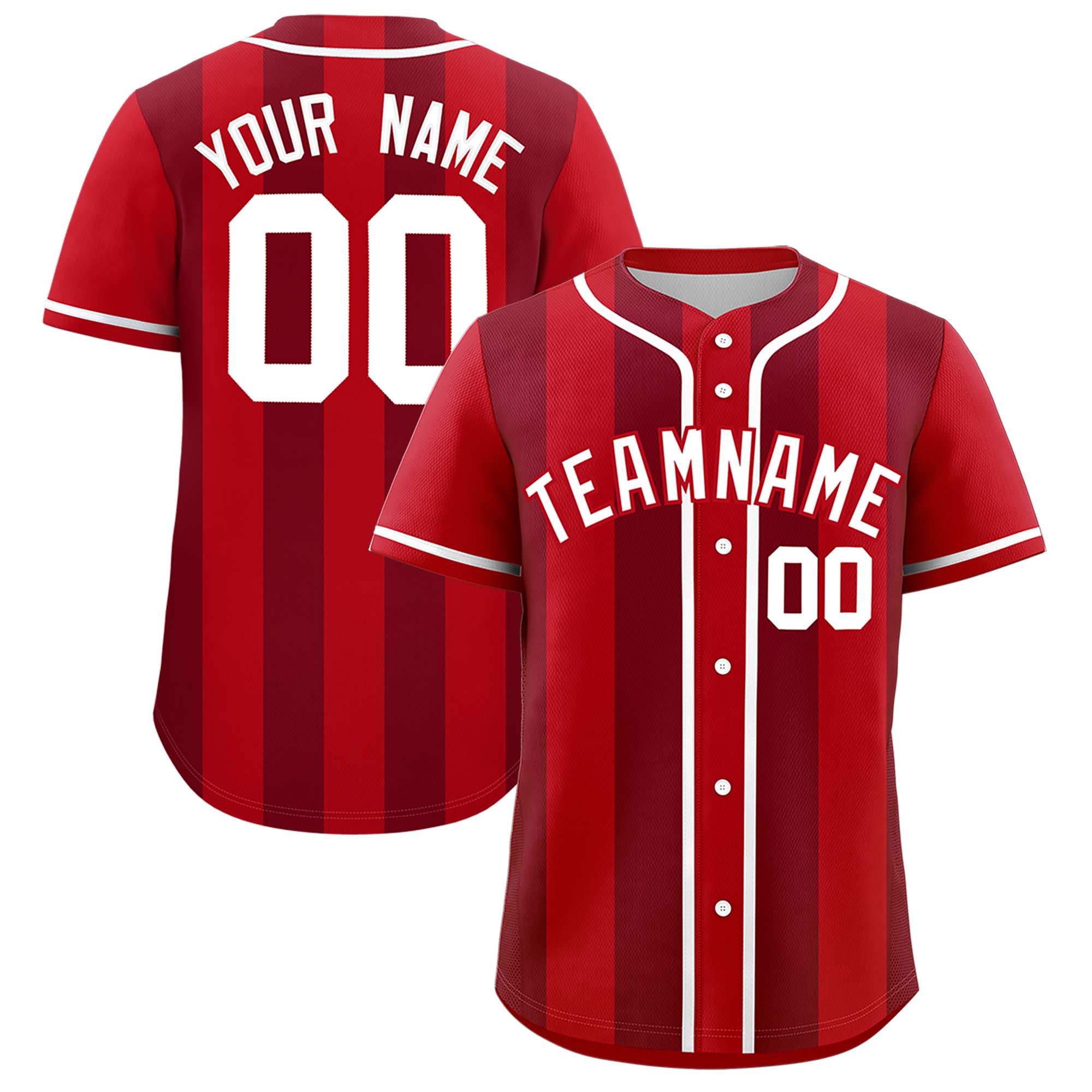 Custom Red Crimson Thick Stripe Fashion Authentic Baseball jersey | KXKSHOP