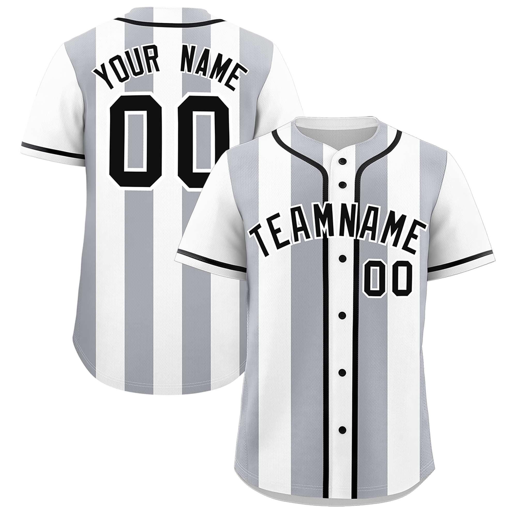 Custom White Gray Thick Stripe Fashion Authentic Baseball jersey | KXKSHOP