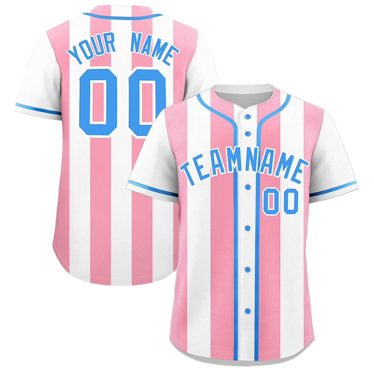 Custom White Light Pink Thick Stripe Fashion Authentic Baseball jersey | KXKSHOP