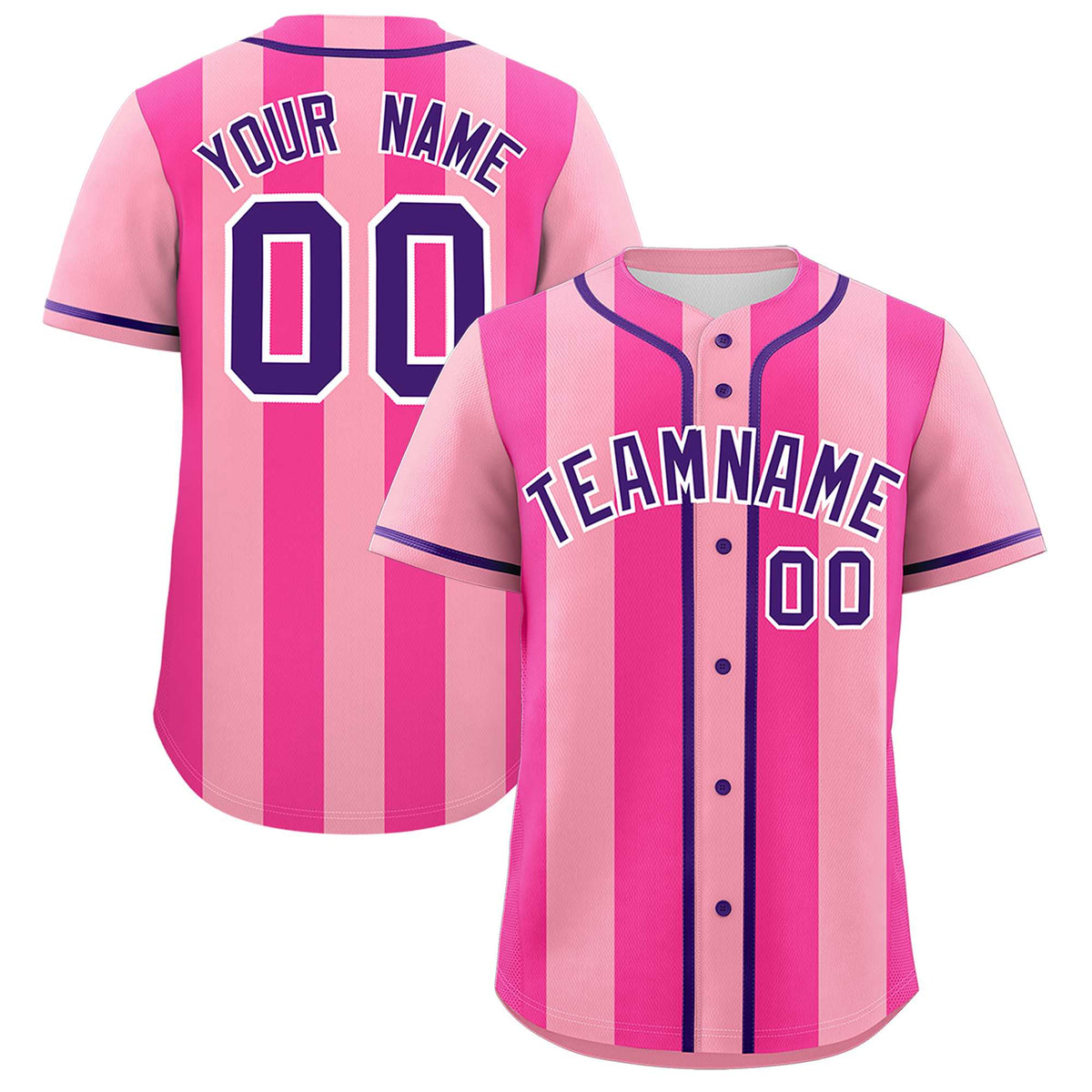 Custom Light Pink Pink Thick Stripe Fashion Authentic Baseball jersey | KXKSHOP