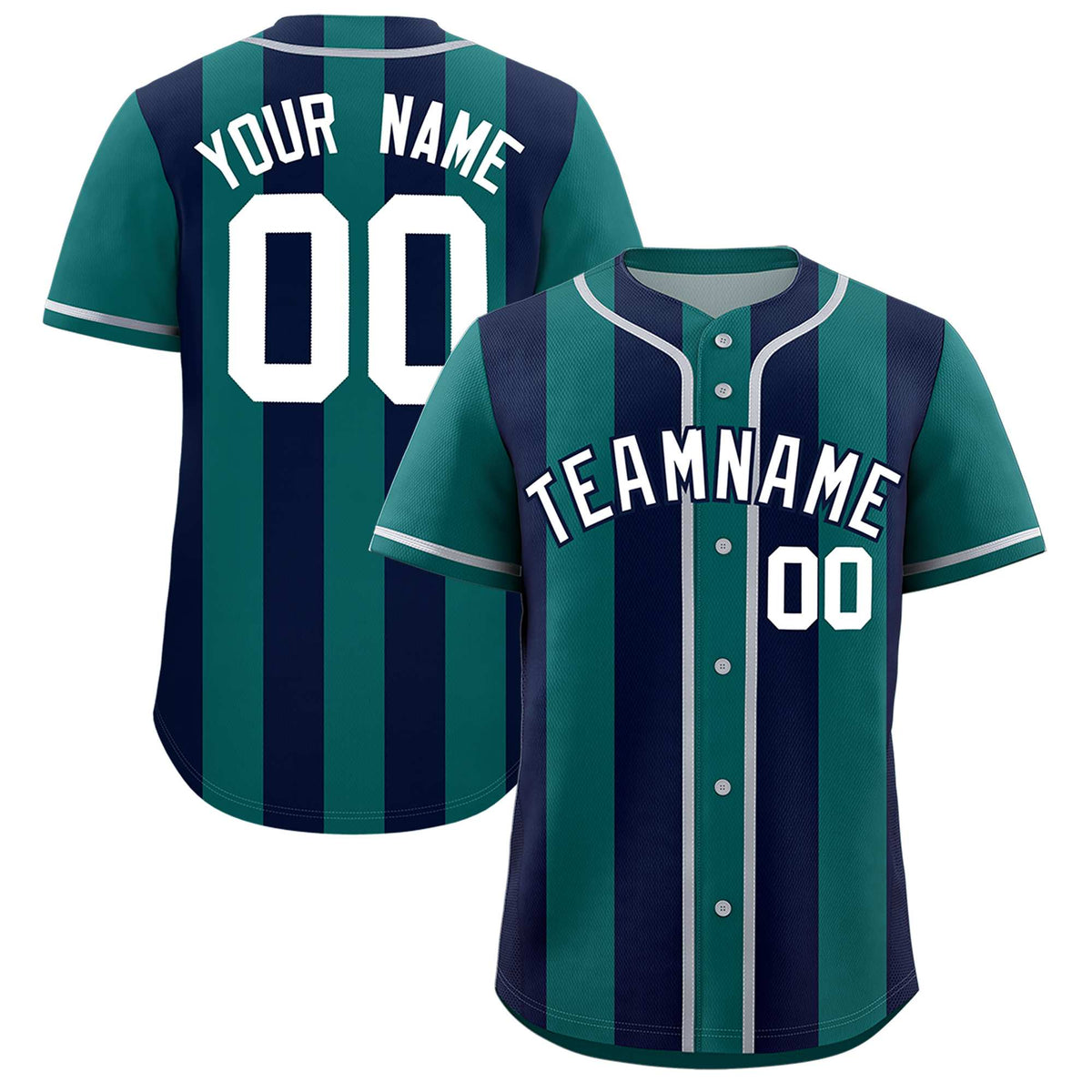 Custom Aqua Navy Thick Stripe Fashion Authentic Baseball jersey | KXKSHOP