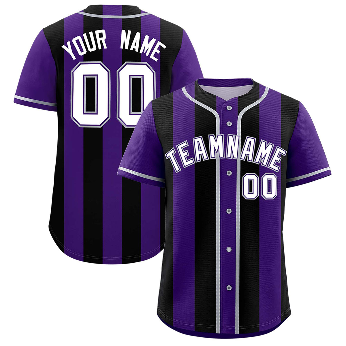 Custom Purple Black Thick Stripe Fashion Authentic Baseball jersey | KXKSHOP