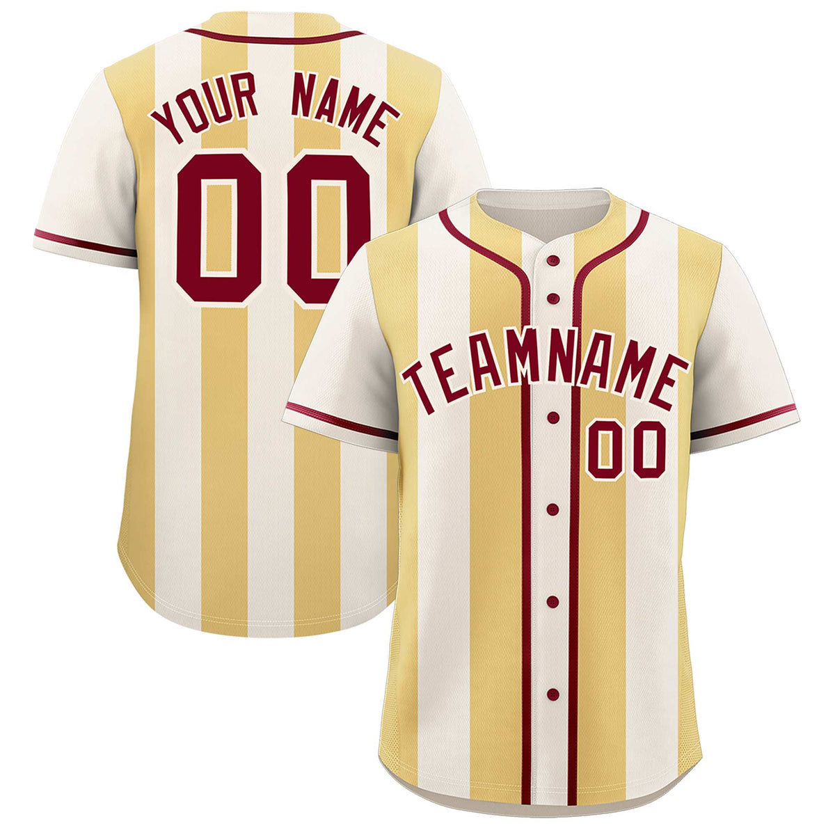 Custom Cream Khaki Thick Stripe Fashion Authentic Baseball jersey | KXKSHOP
